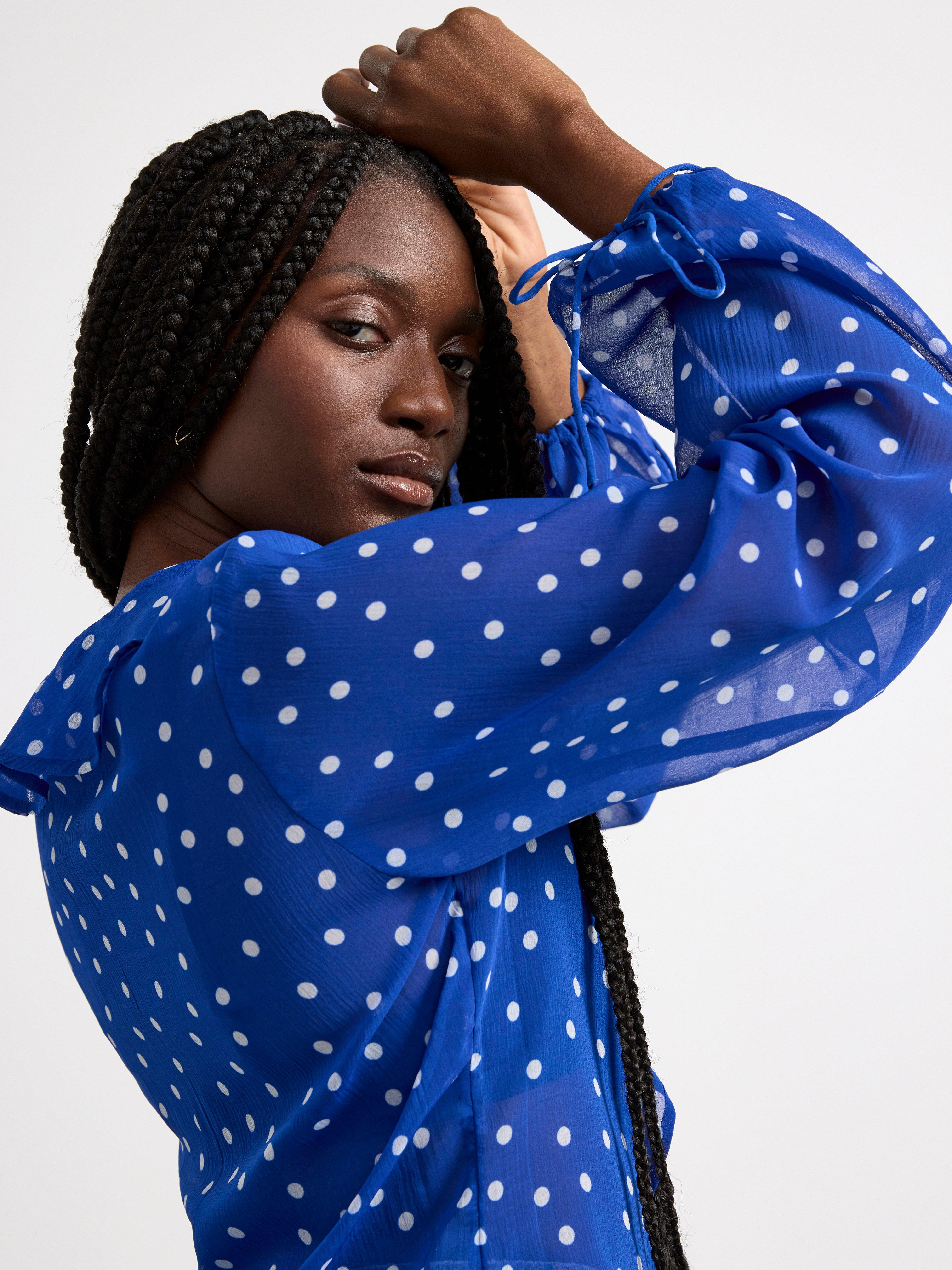 Blouse in chiffon Blue