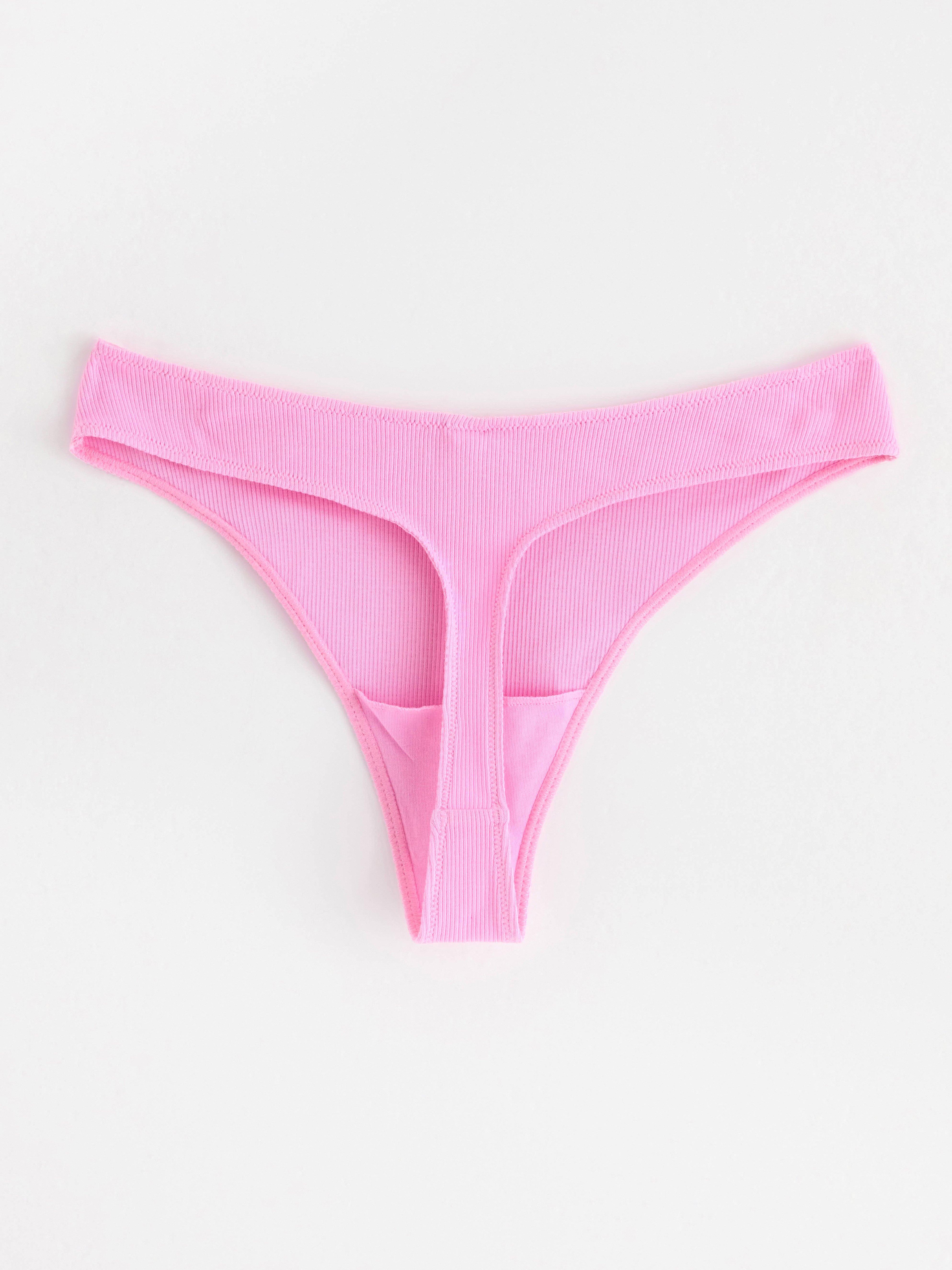 Ribbed thong low Light Pink