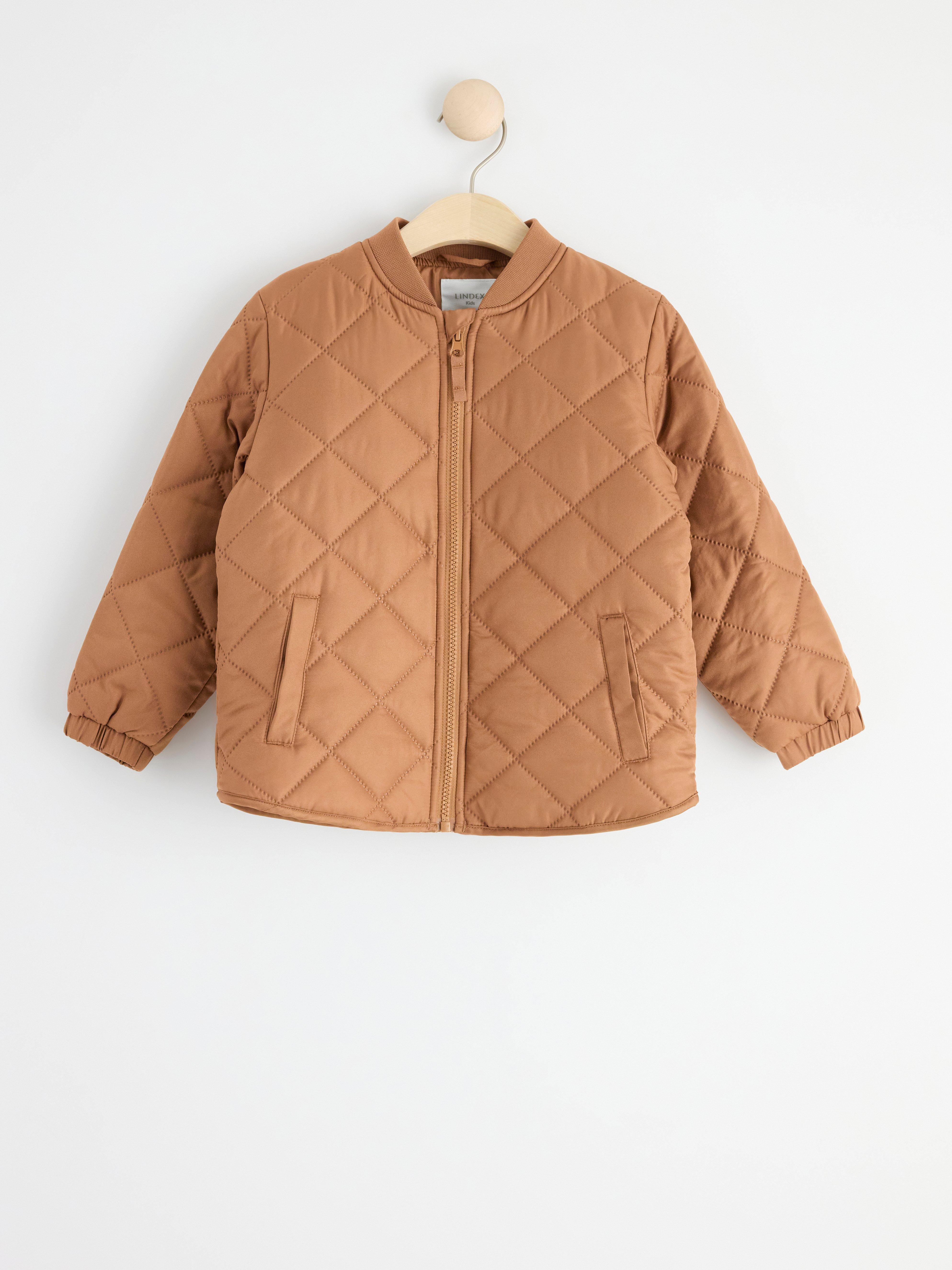 Water repellent quilted jacket Light brown
