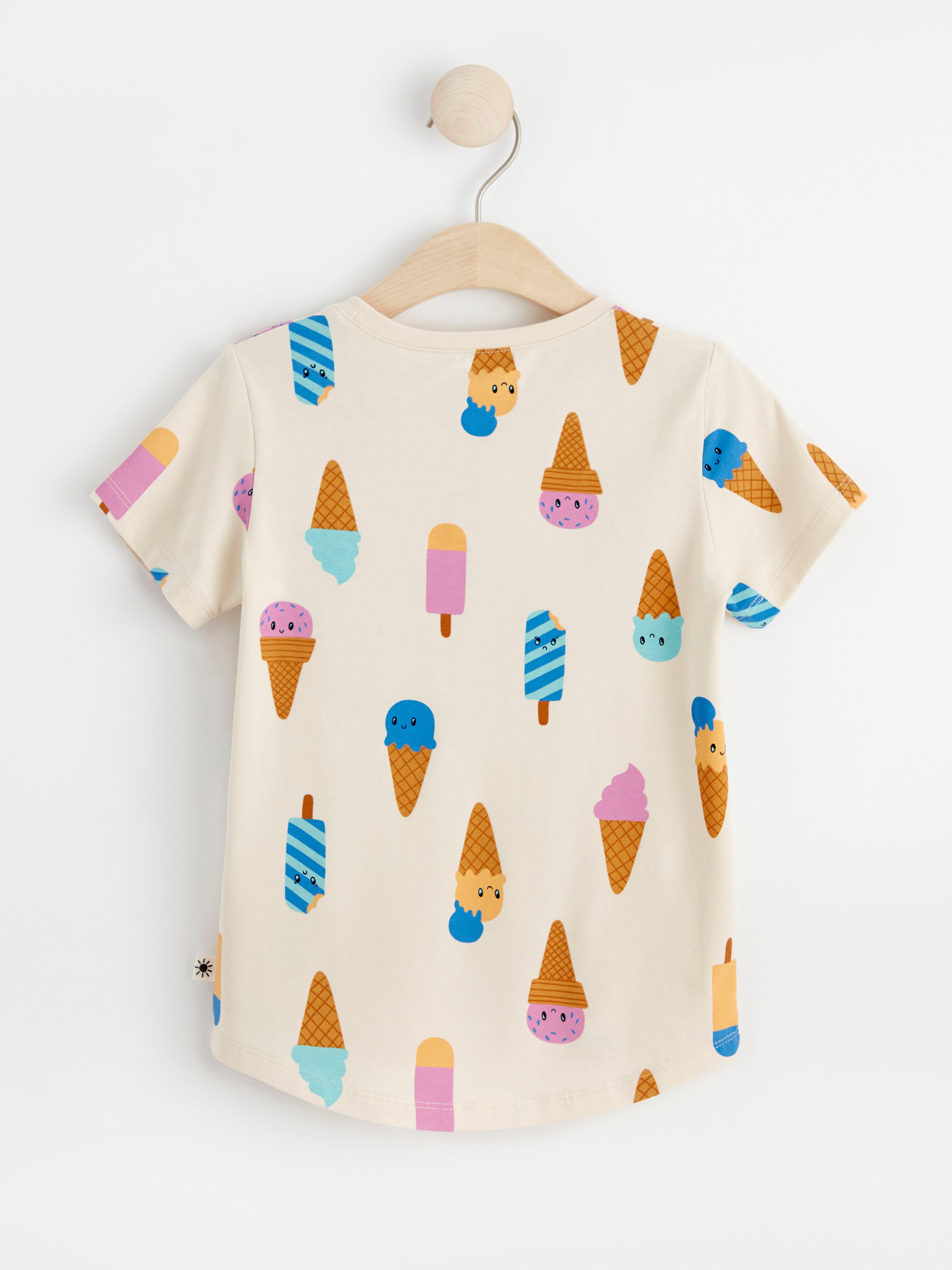 Short sleeve top with ice cream print Light Beige