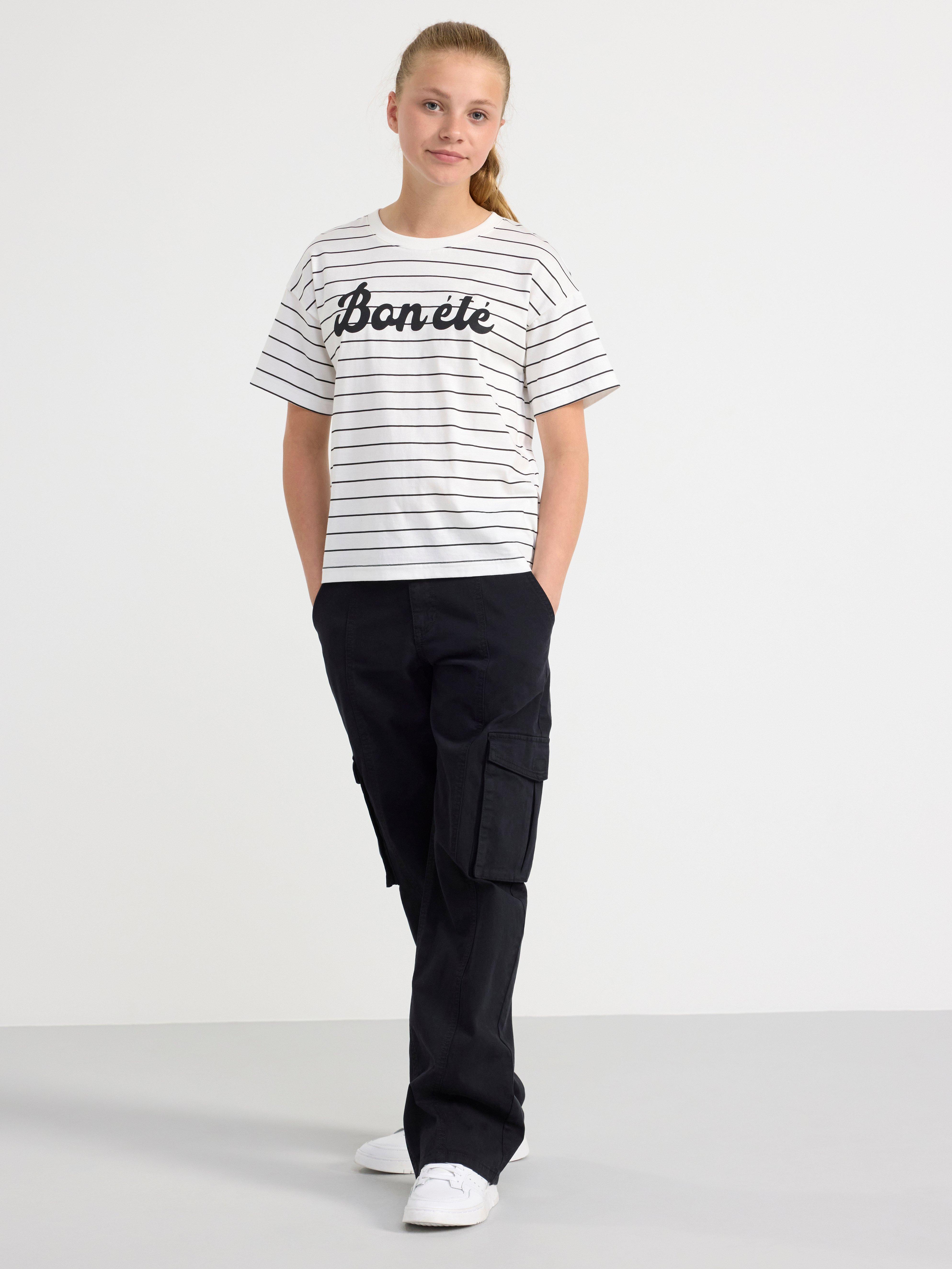 T-shirt with text and stripes Off White