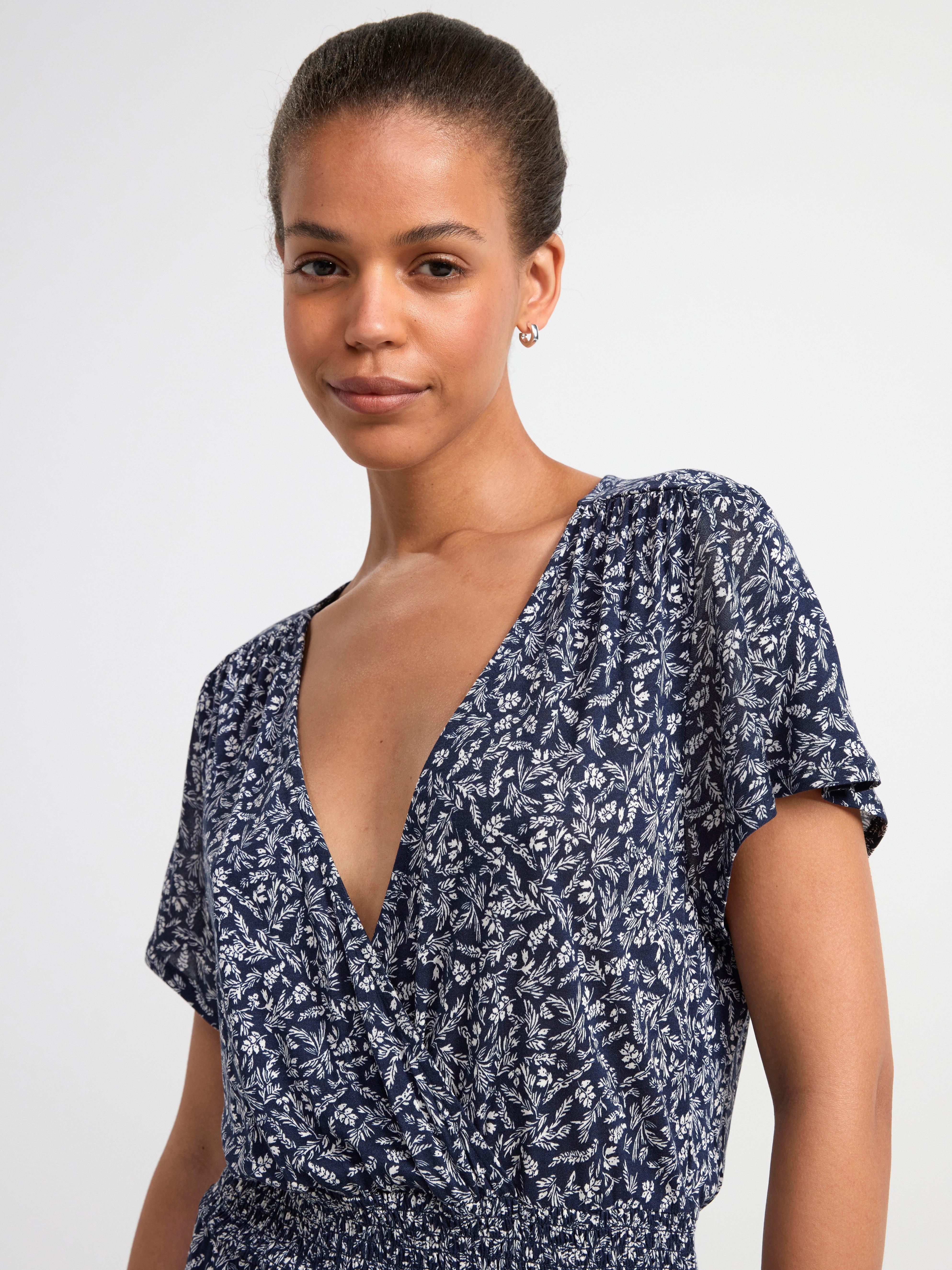 Short sleeve midi jersey dress Navy