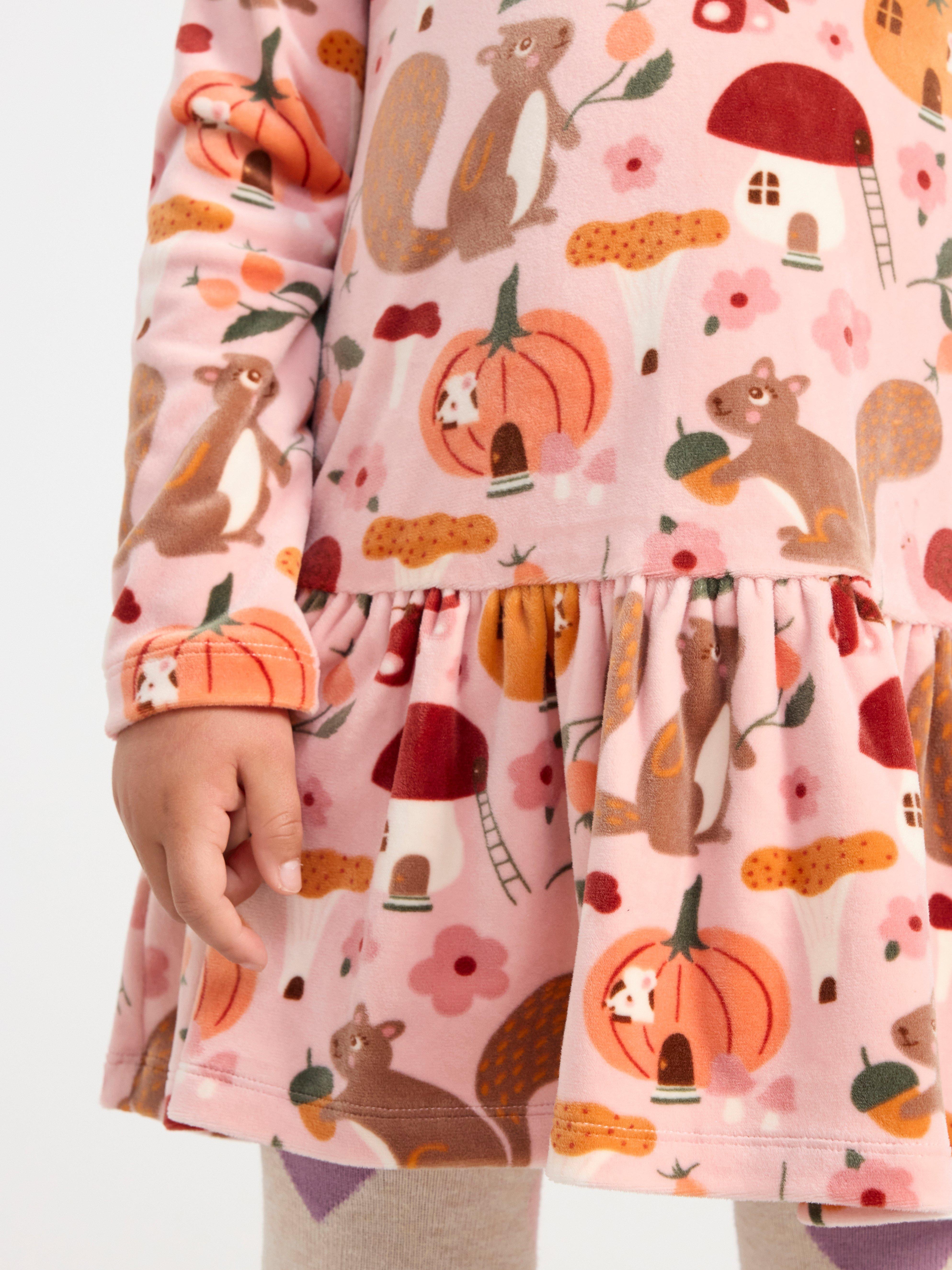 Tunic in velour with print Dusty Pink