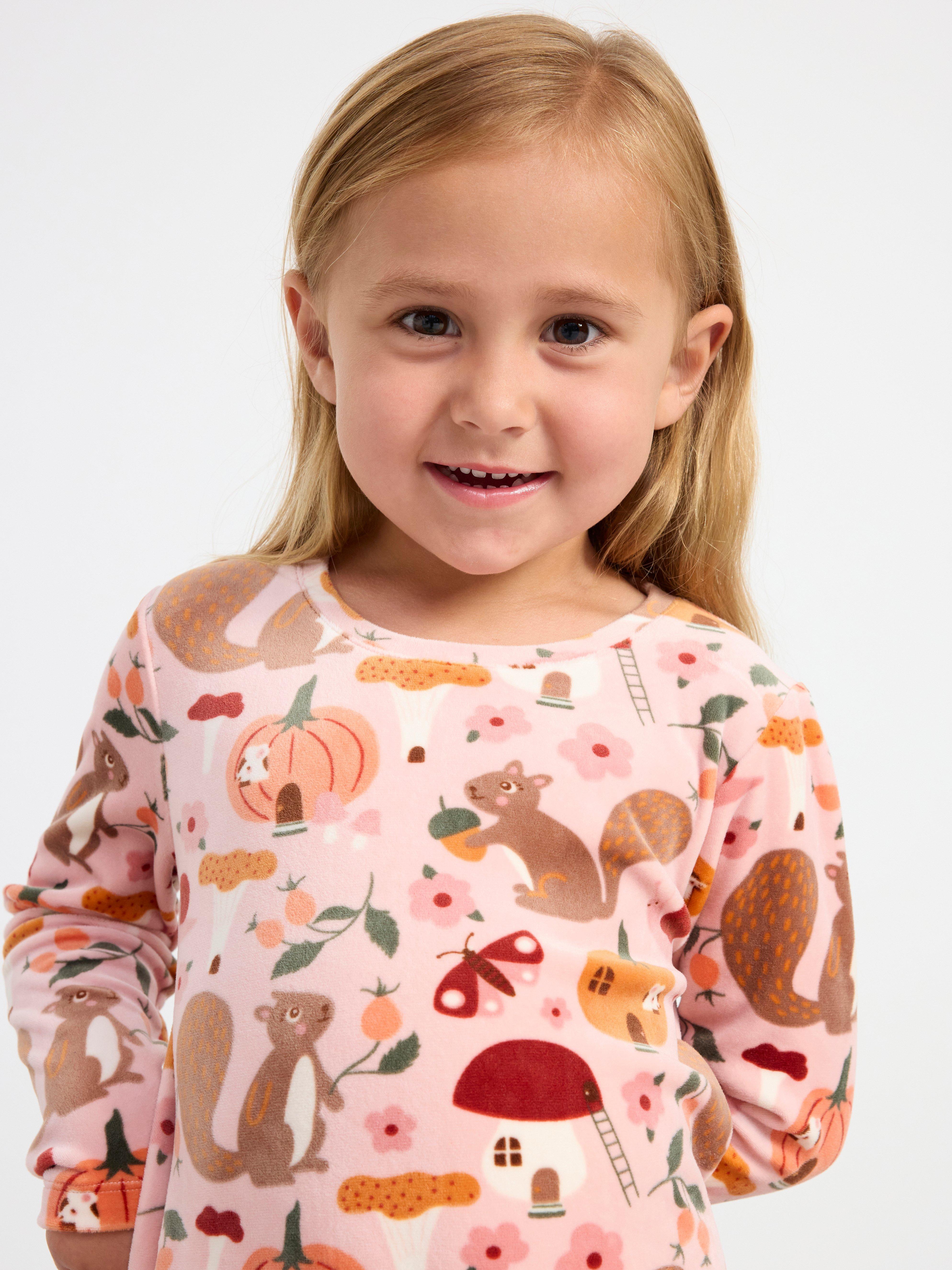 Tunic in velour with print Dusty Pink