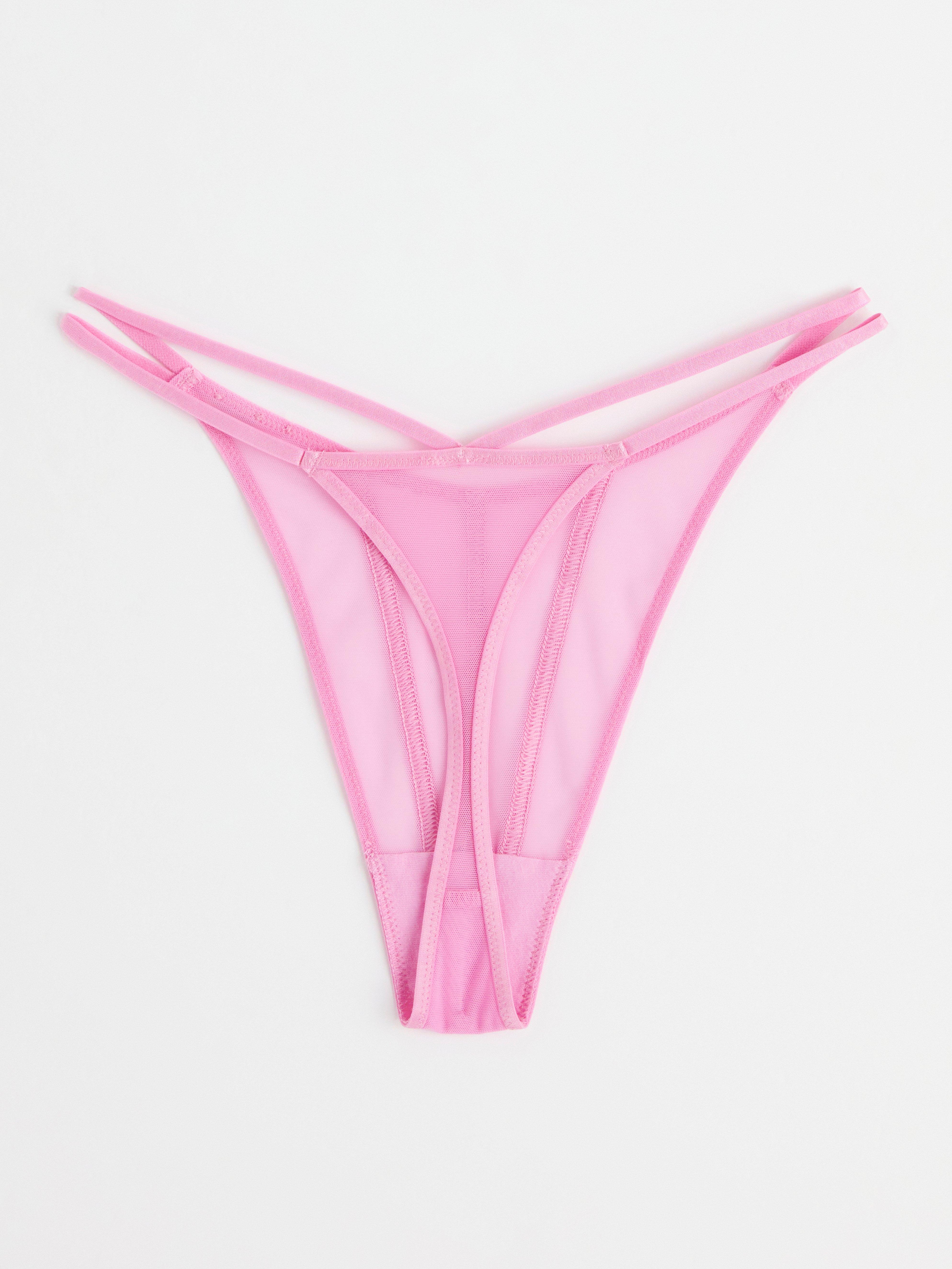 Thong low waist in mesh Light Pink