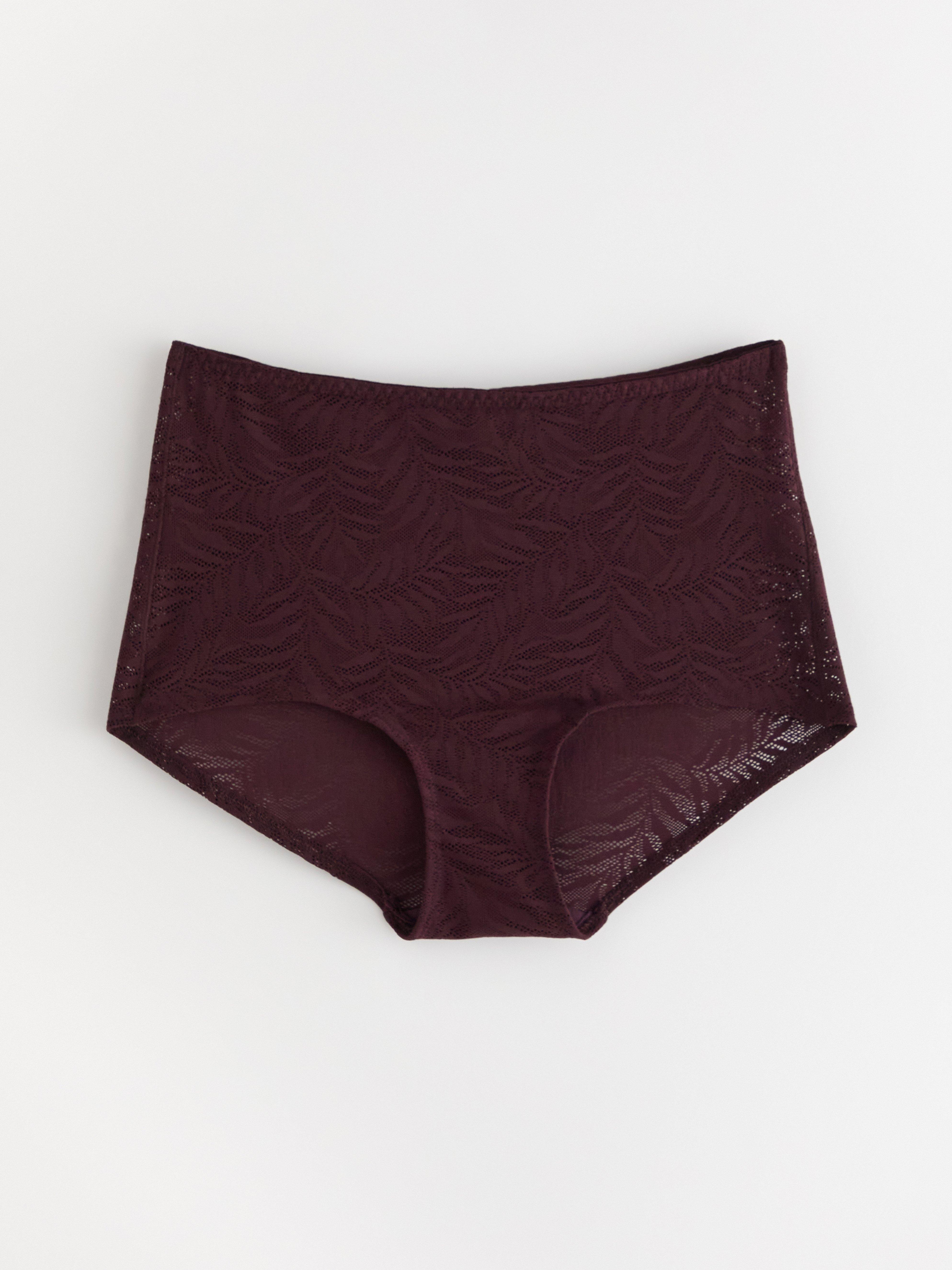 High waist brief with lace Dark Dusty Lilac