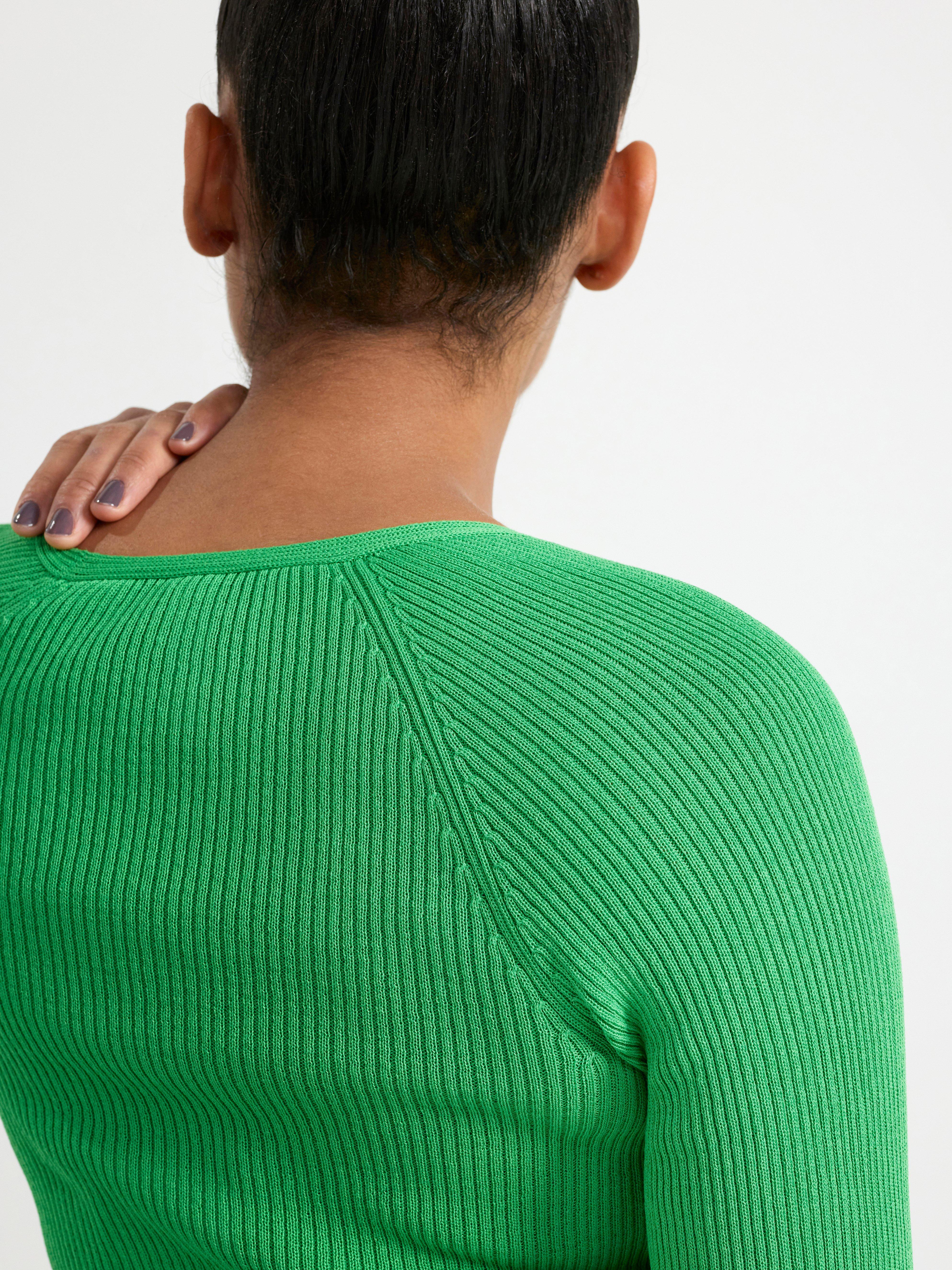 Knitted long sleeve wrap top Green