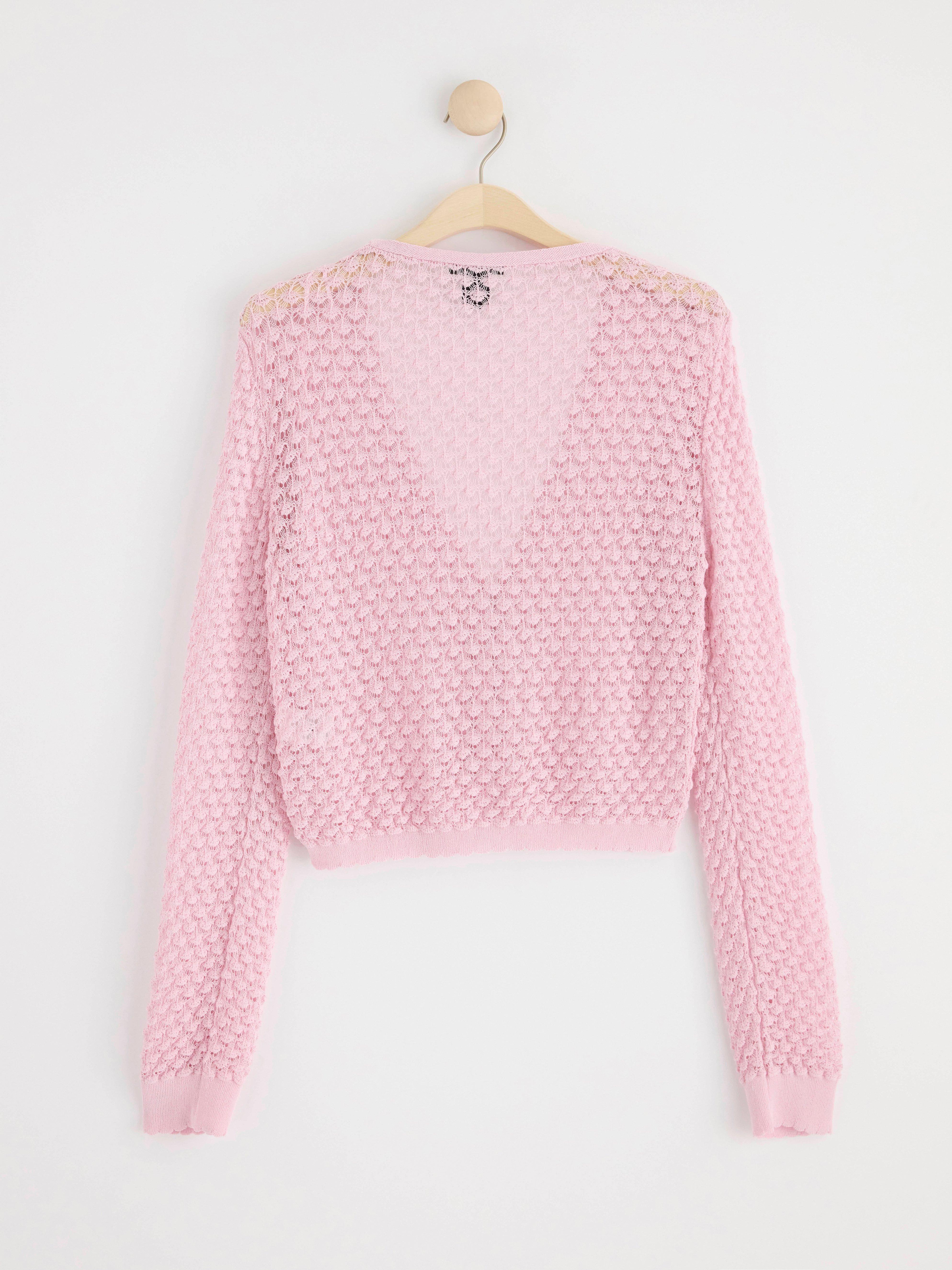 Pattern knit cardigan pink