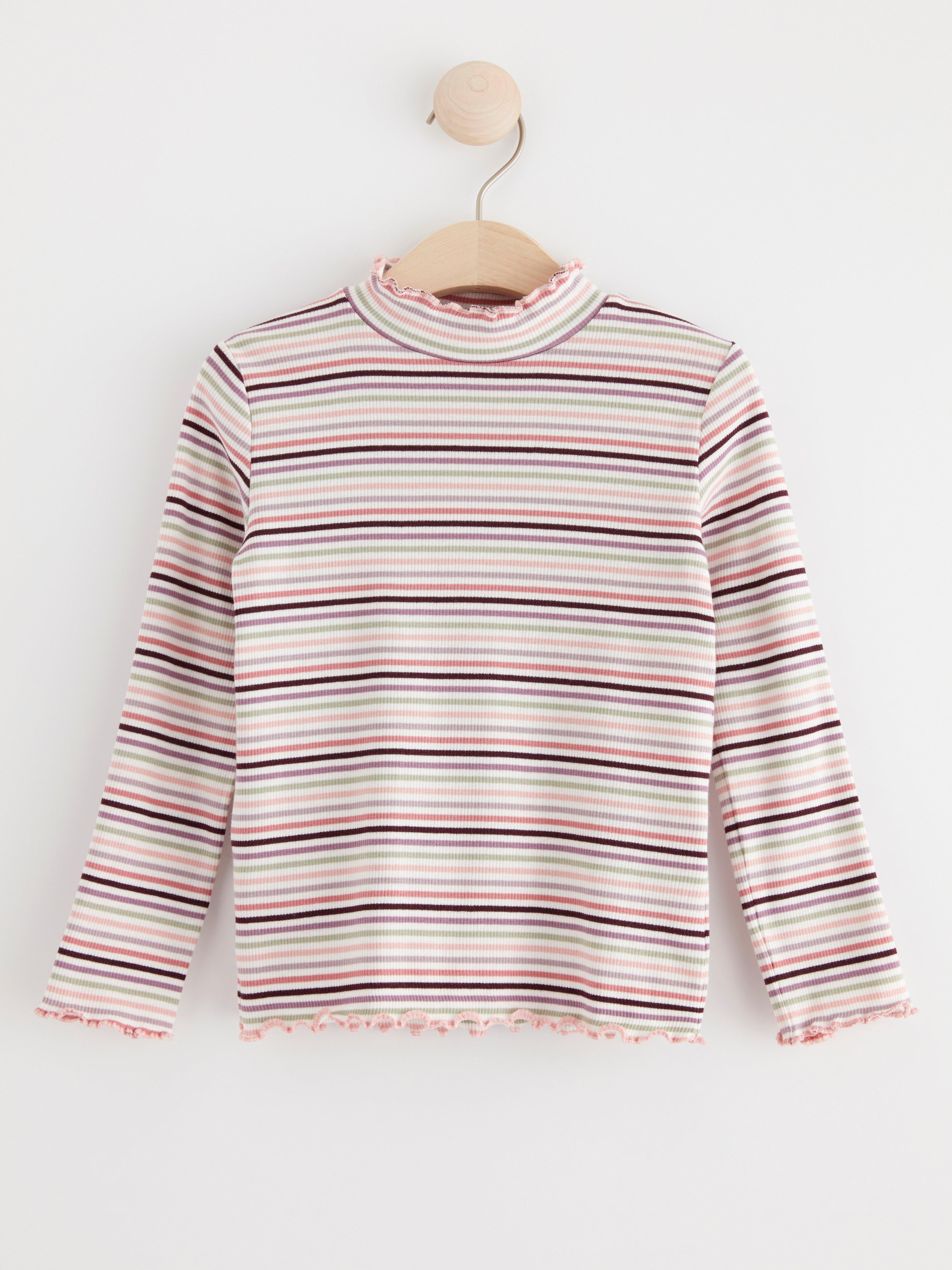 Long sleeve top in ribbed jersey Light Dusty White