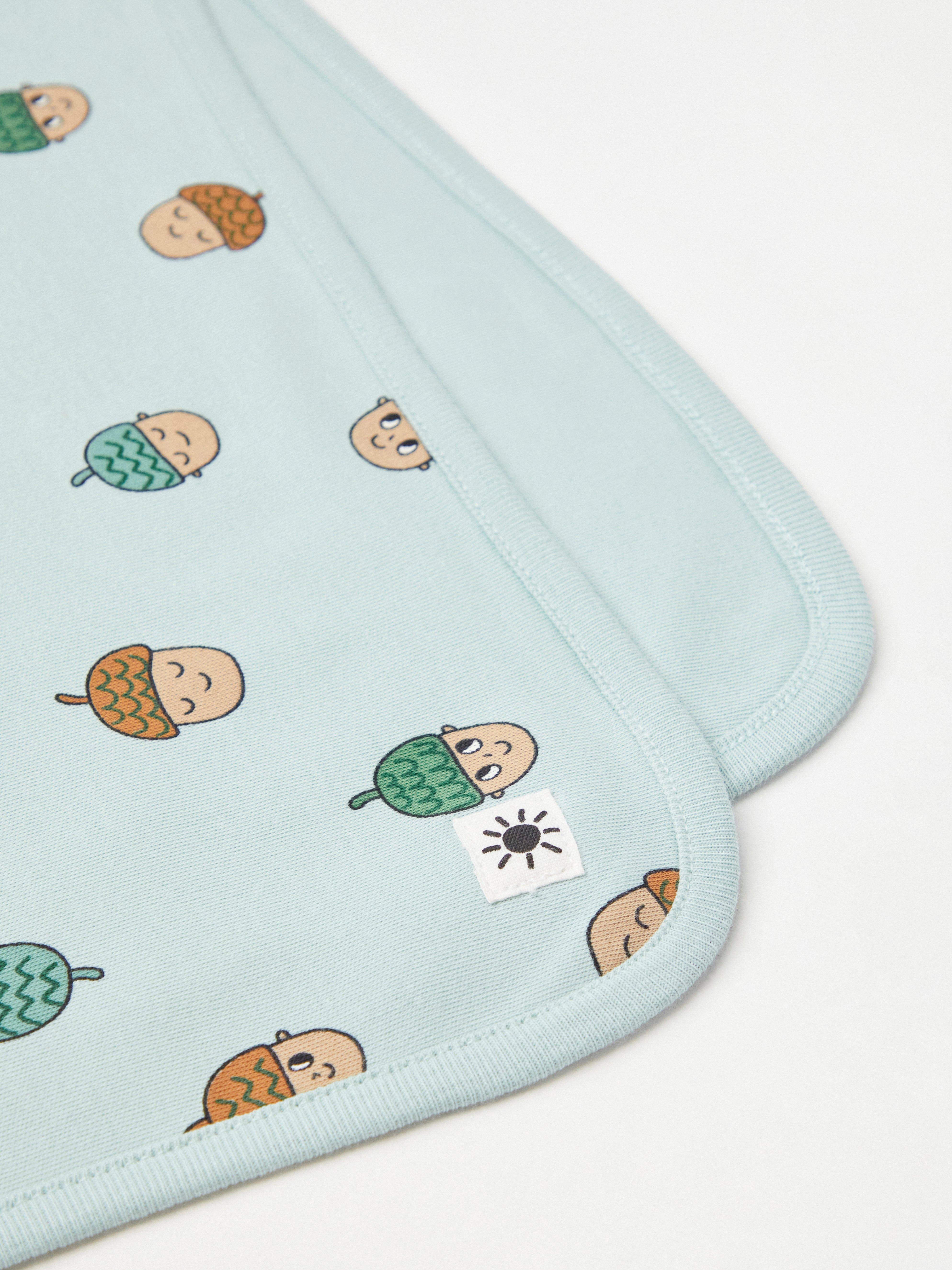 Blanket with print Light Dusty Turquoise