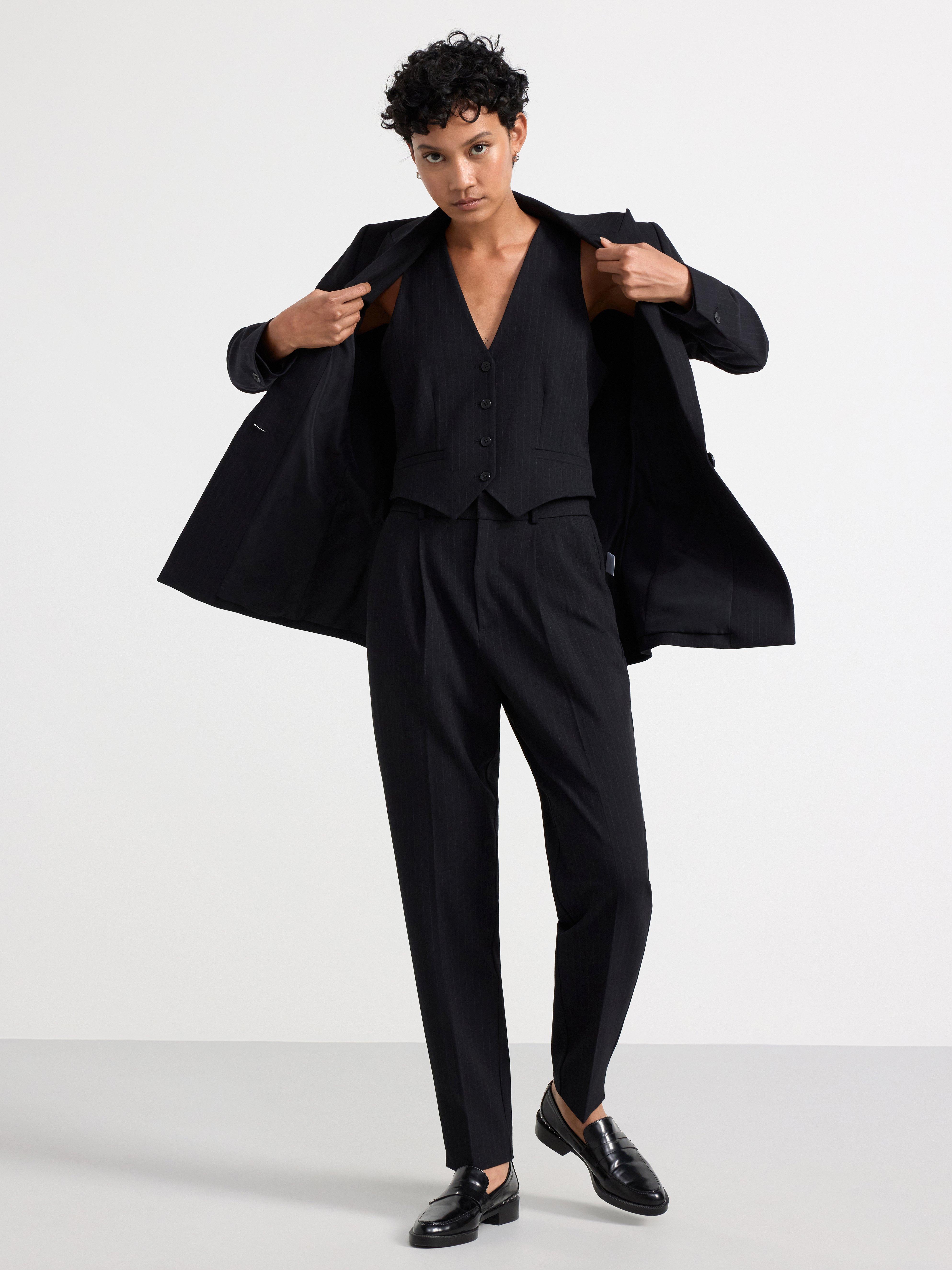 Pinstriped Waistcoat Black