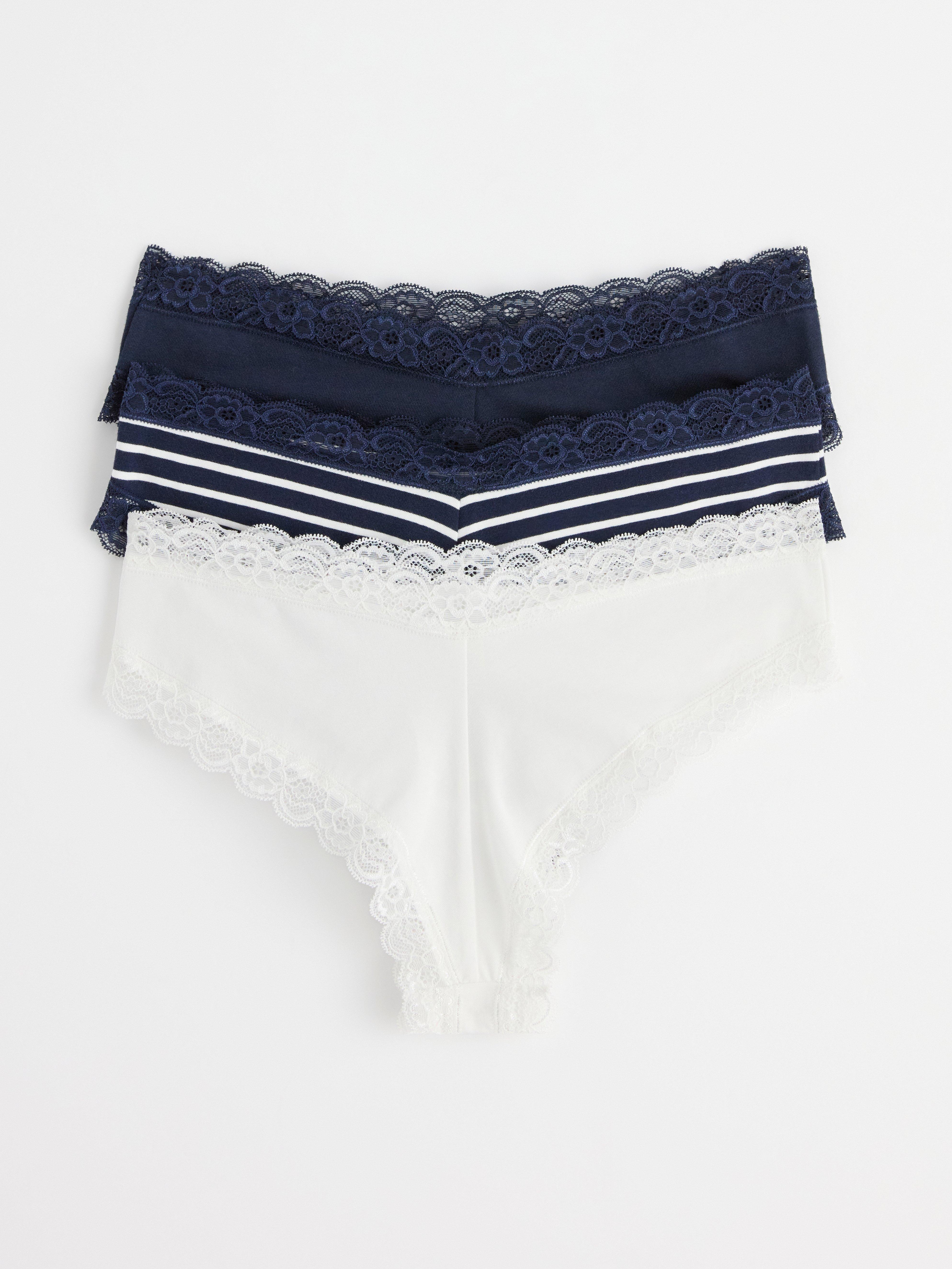 3-pack regular waist briefs with lace Navy