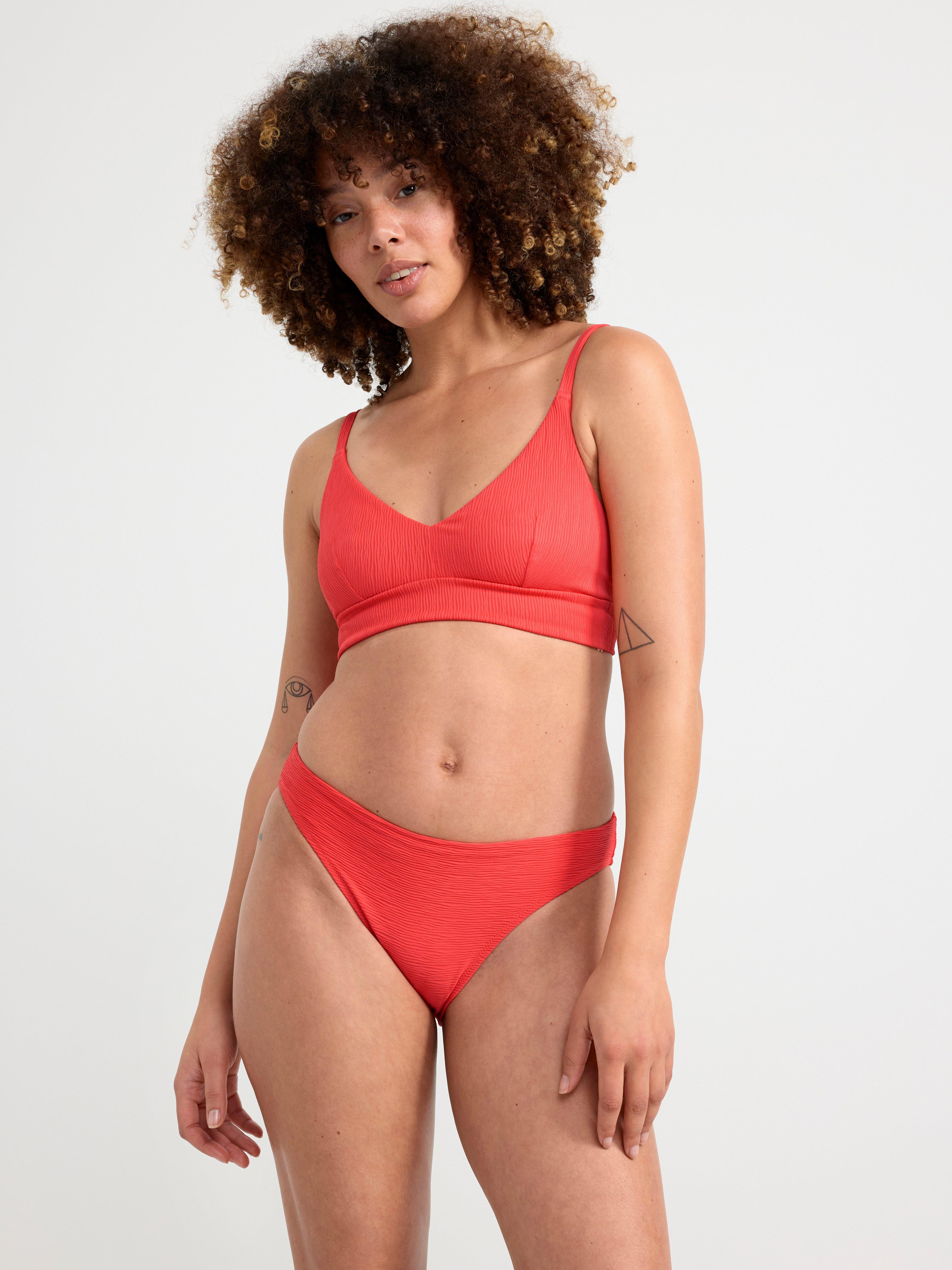Regular waist bikini bottom Light red