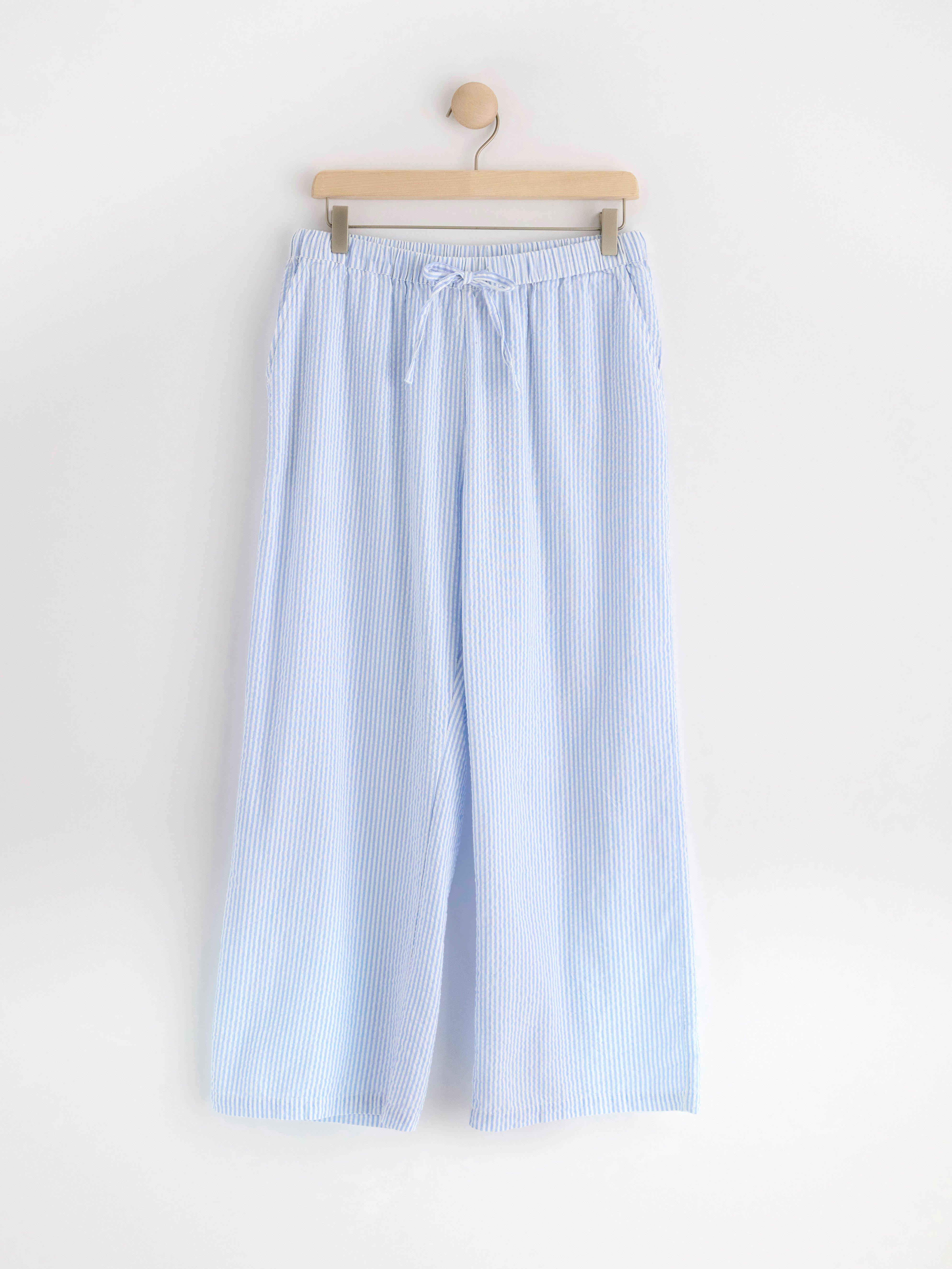 Pyjama trousers in seersucker Blue