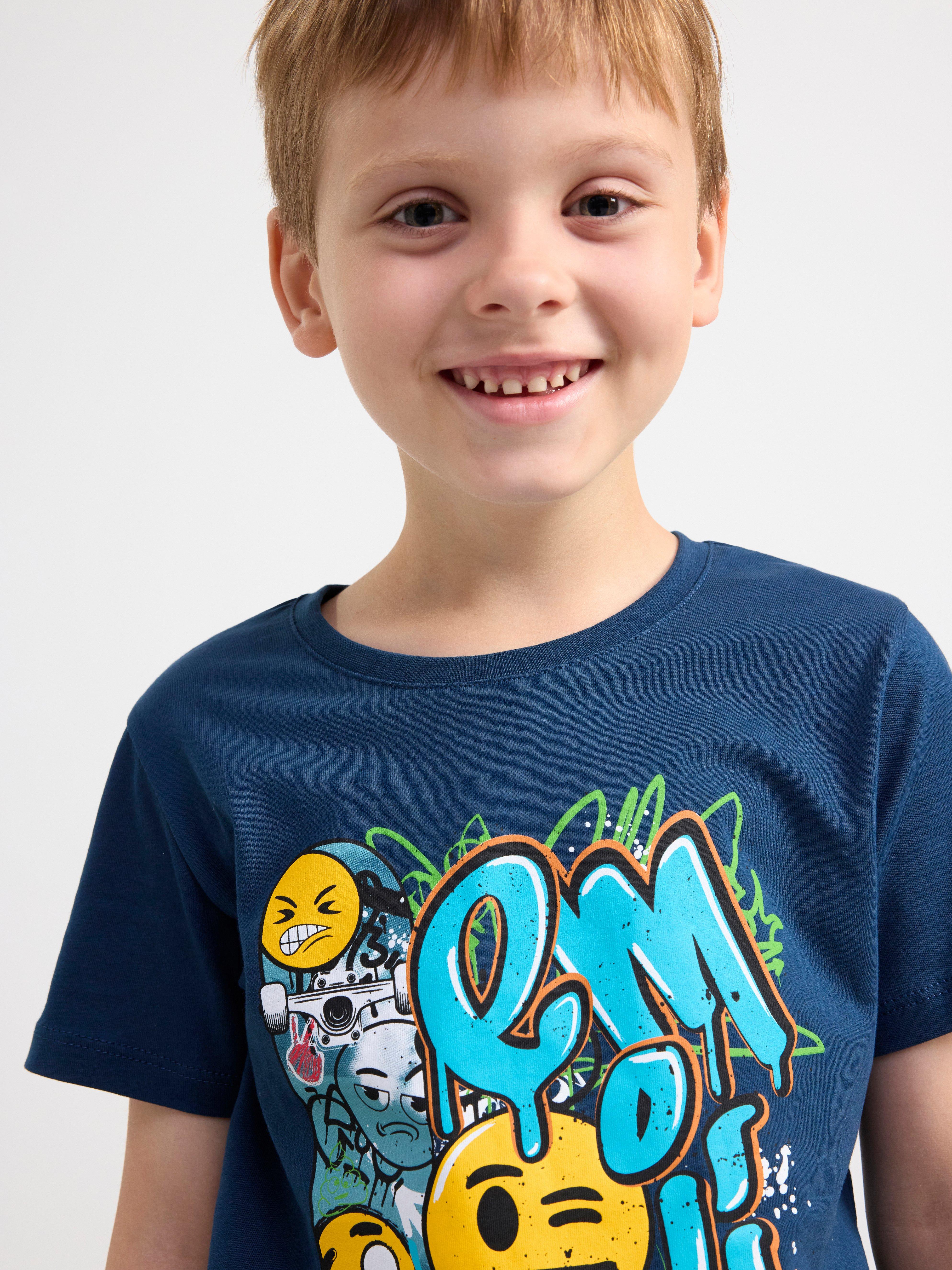 Emoji T-shirt Dk Dusty Blue