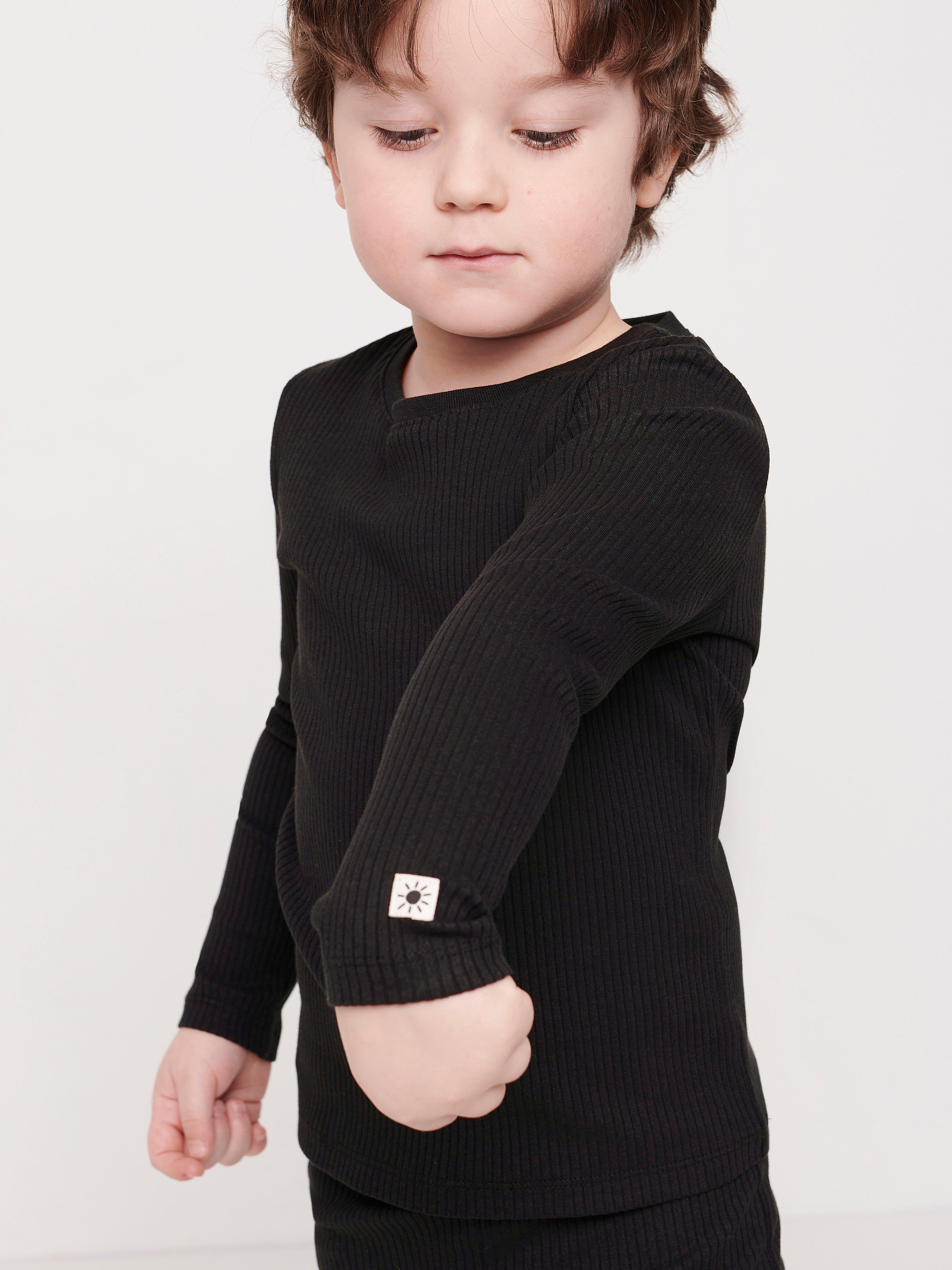 Ribbed long sleeve top Off black