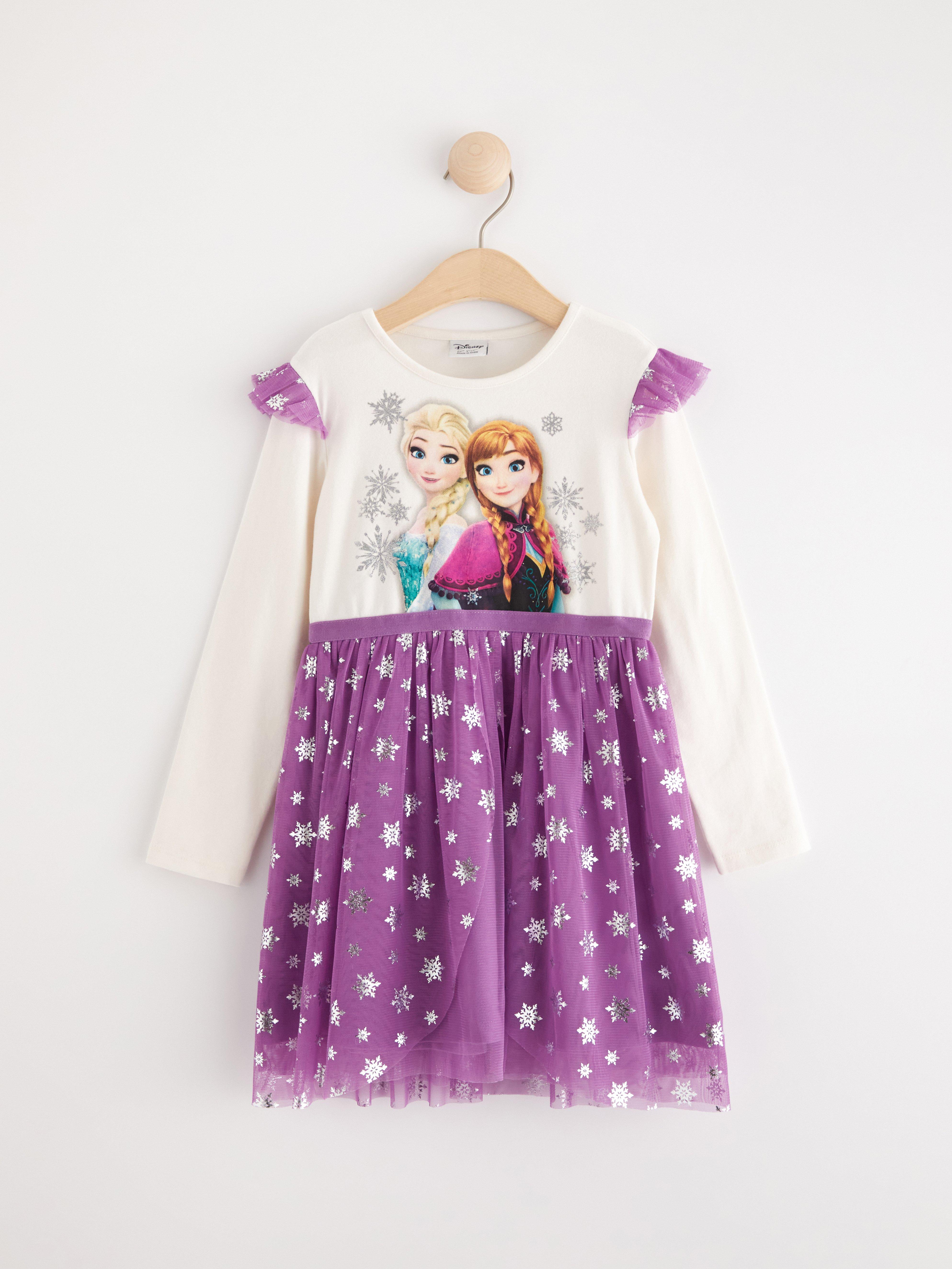 Dress in tulle with Frozen print Light Dusty White
