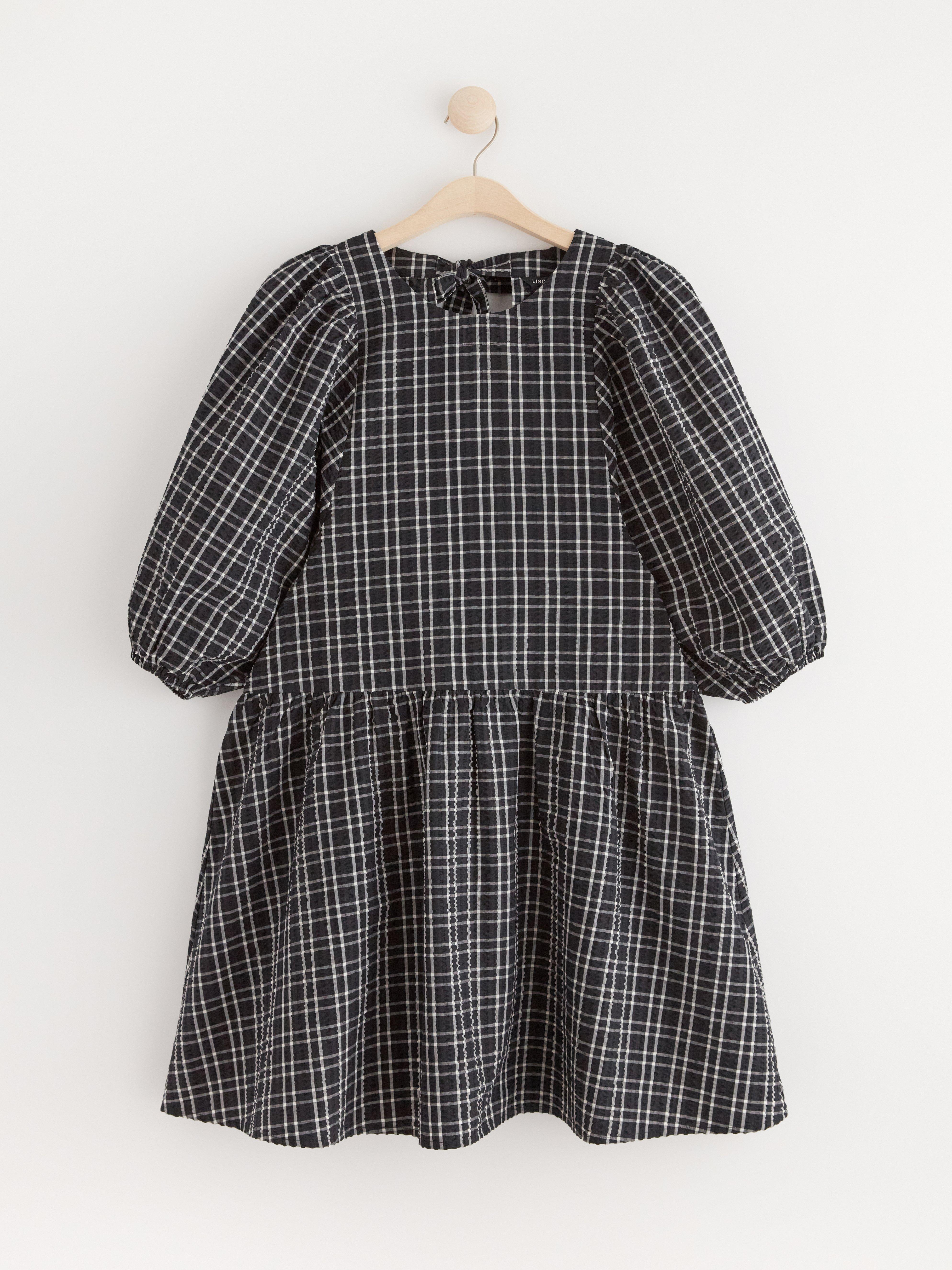 Mini dress with puff sleeves Black
