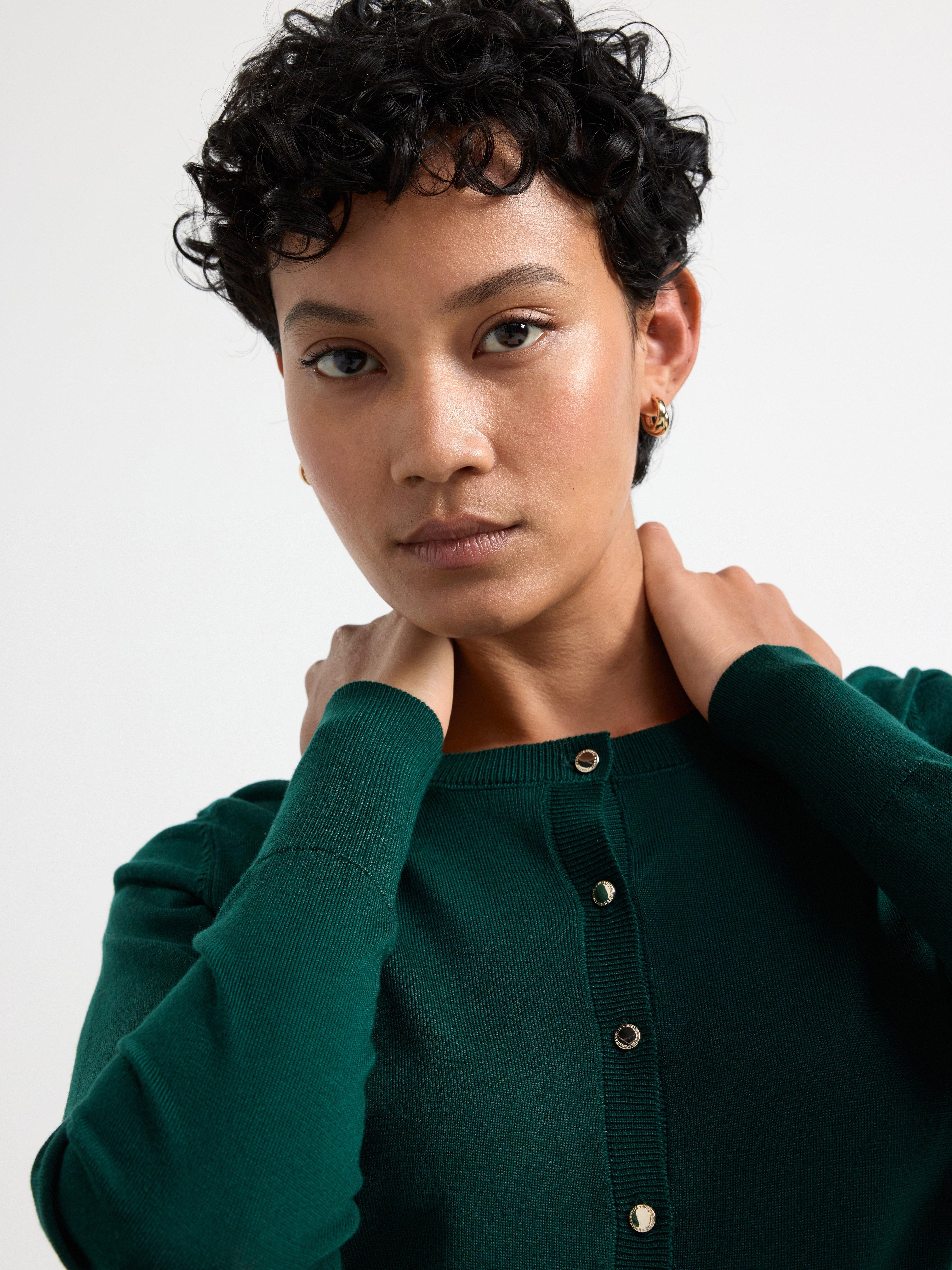Fine-knit cardigan Dark Green