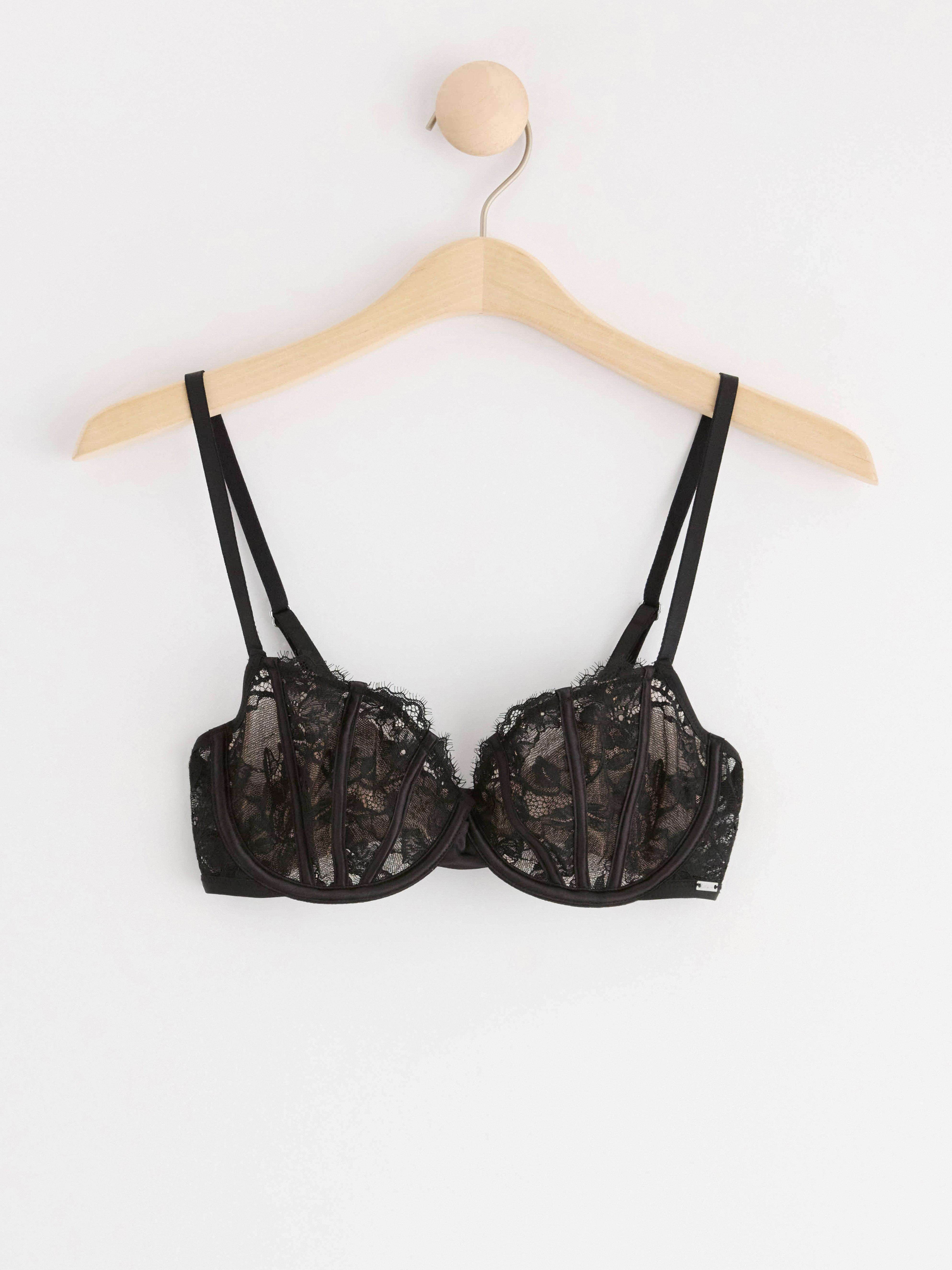 Senna unpadded bra with lace Black