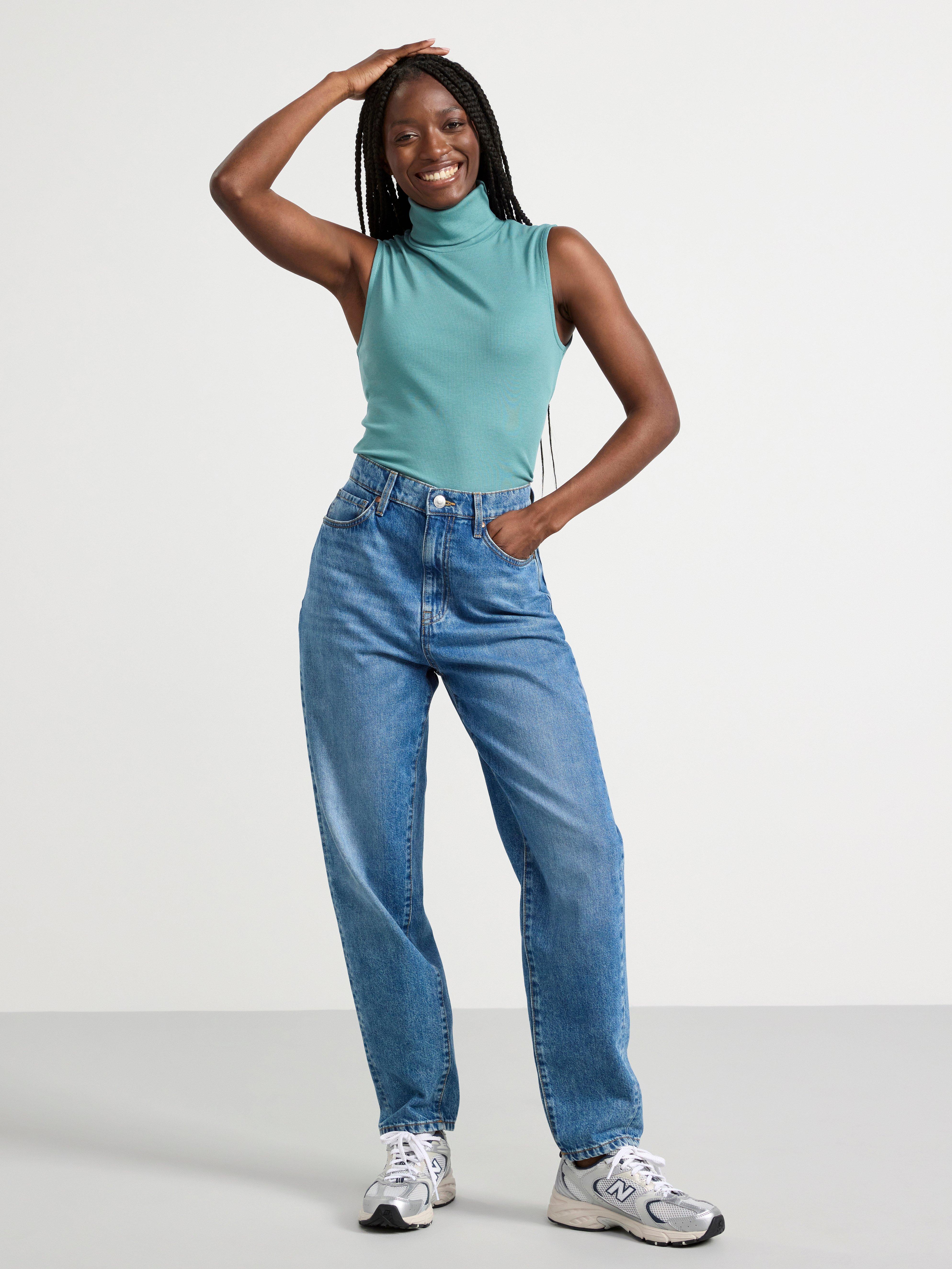 Sleeveless roll neck top Turquoise