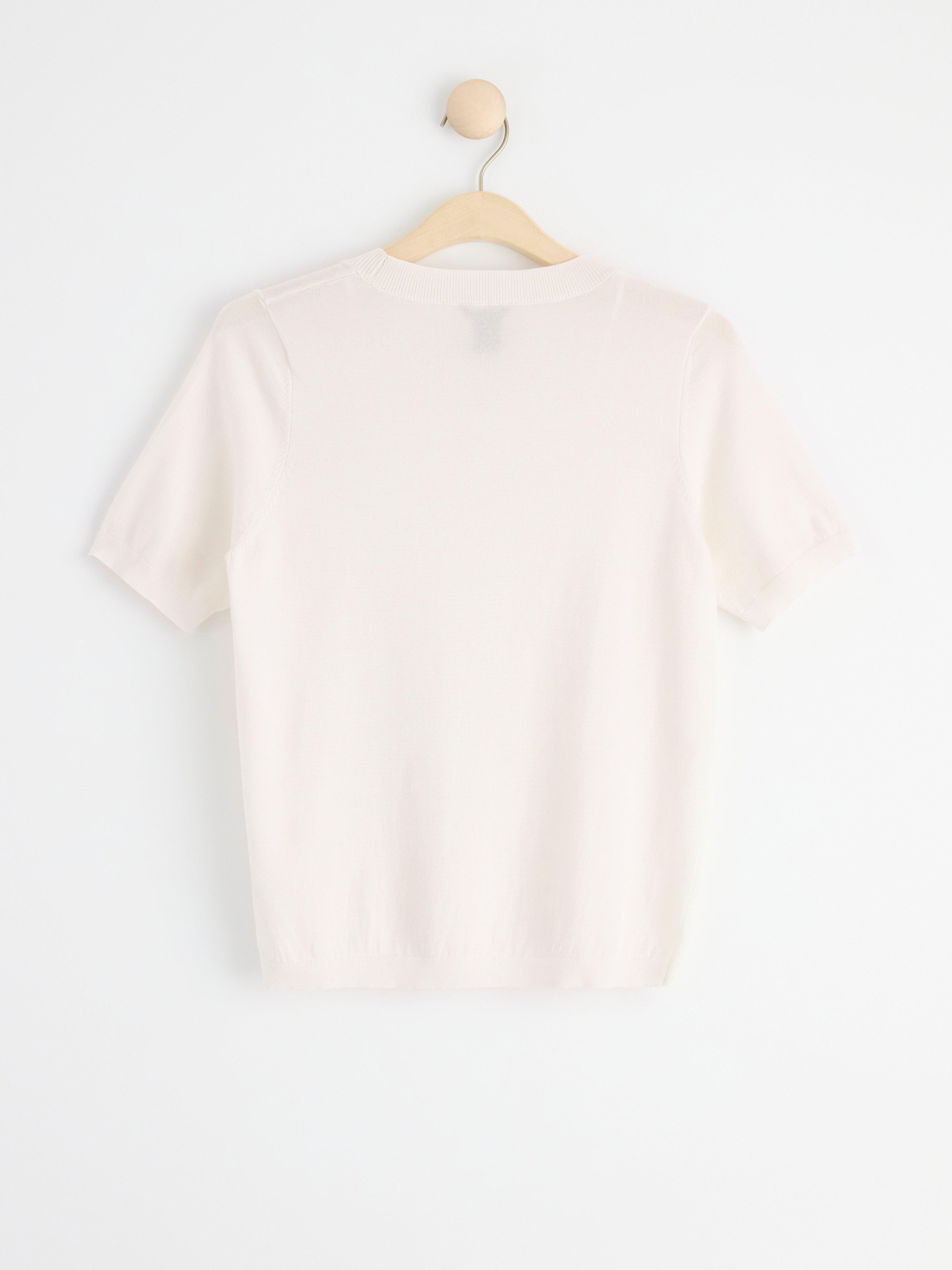Fine-knit short sleeve jumper Off White