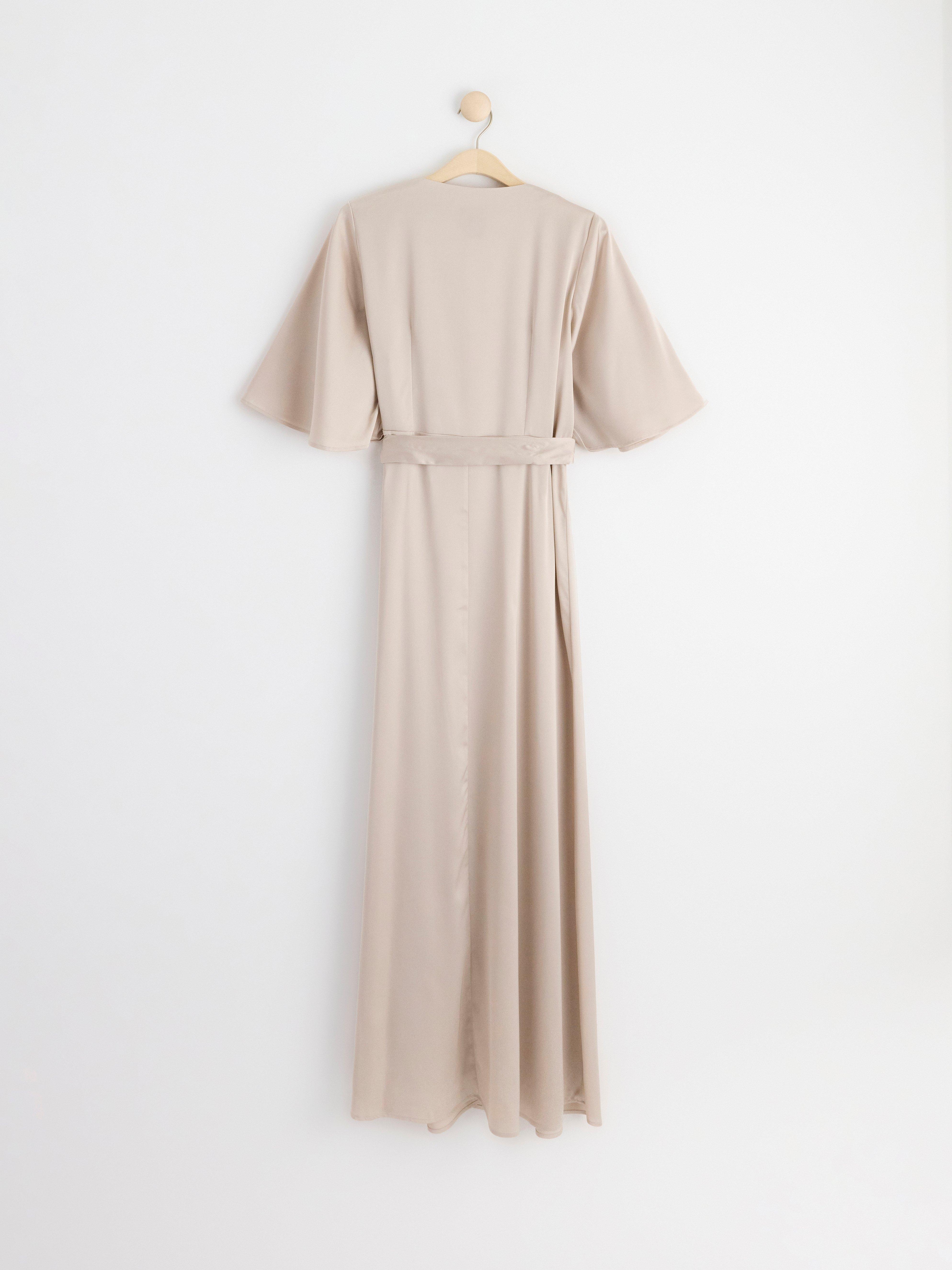 Satin wrap dress Light Dusty Grey