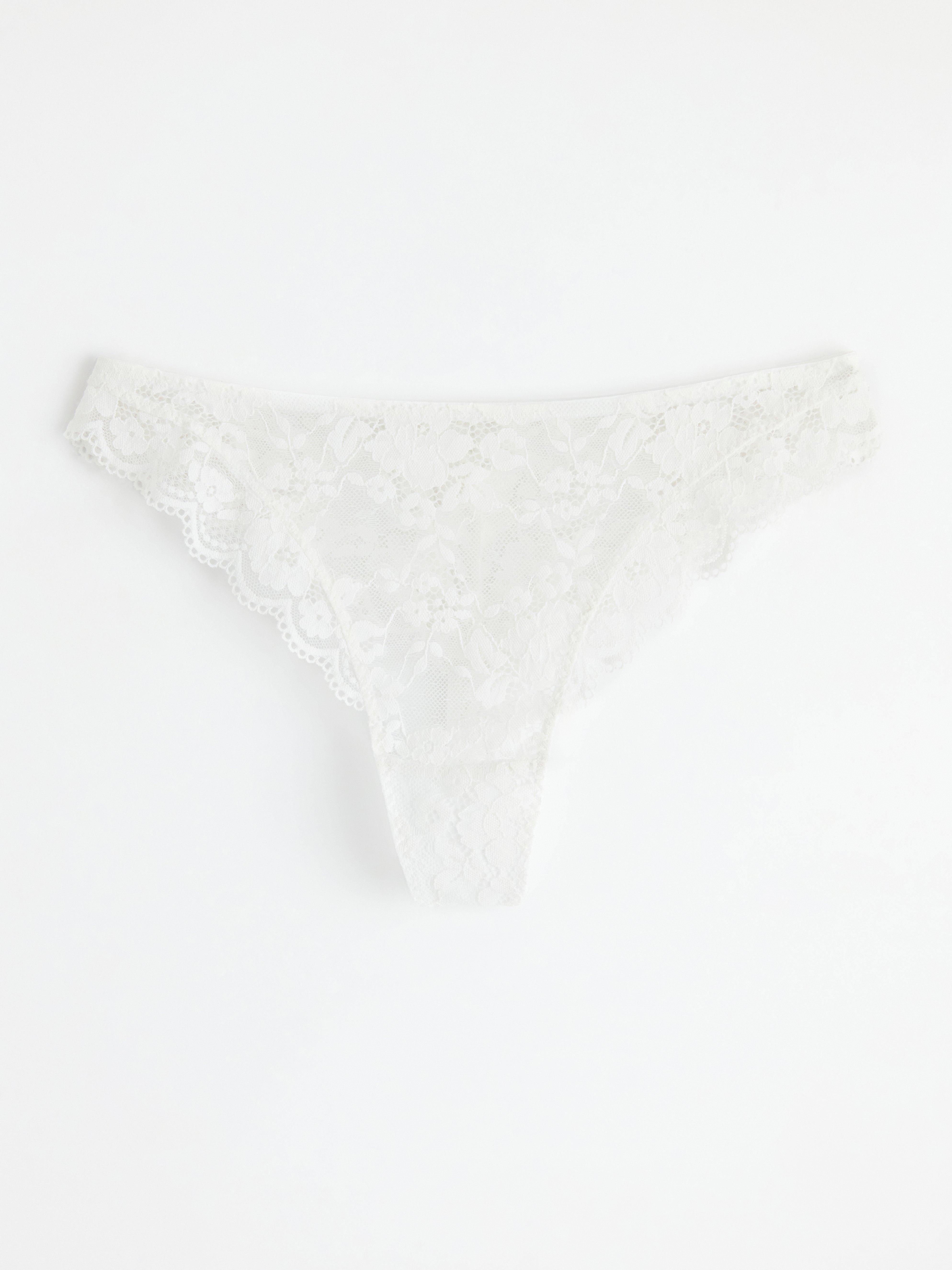 Thong regular waist with lace White