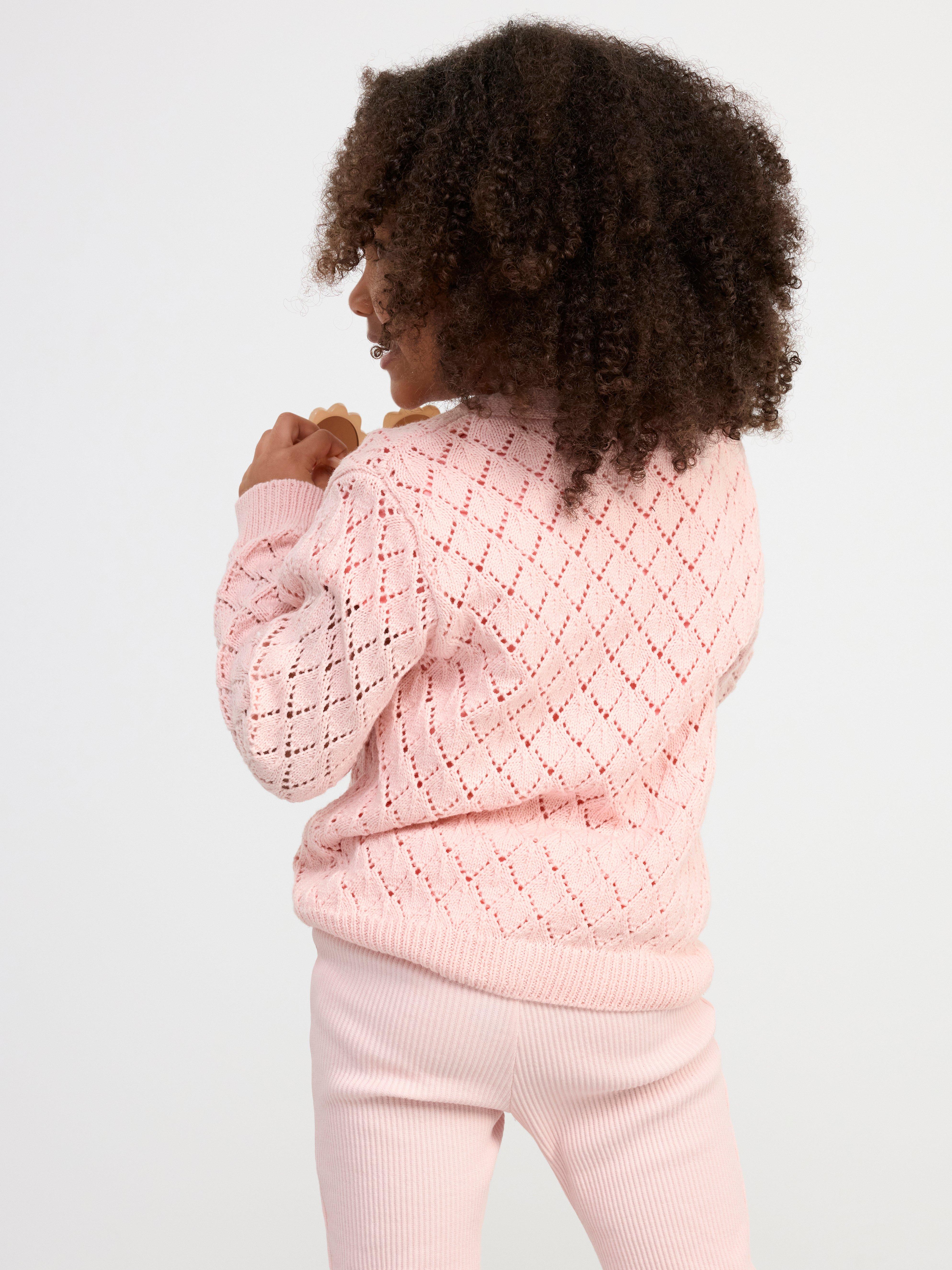 Pattern knitted cardigan Light Dusty Pink