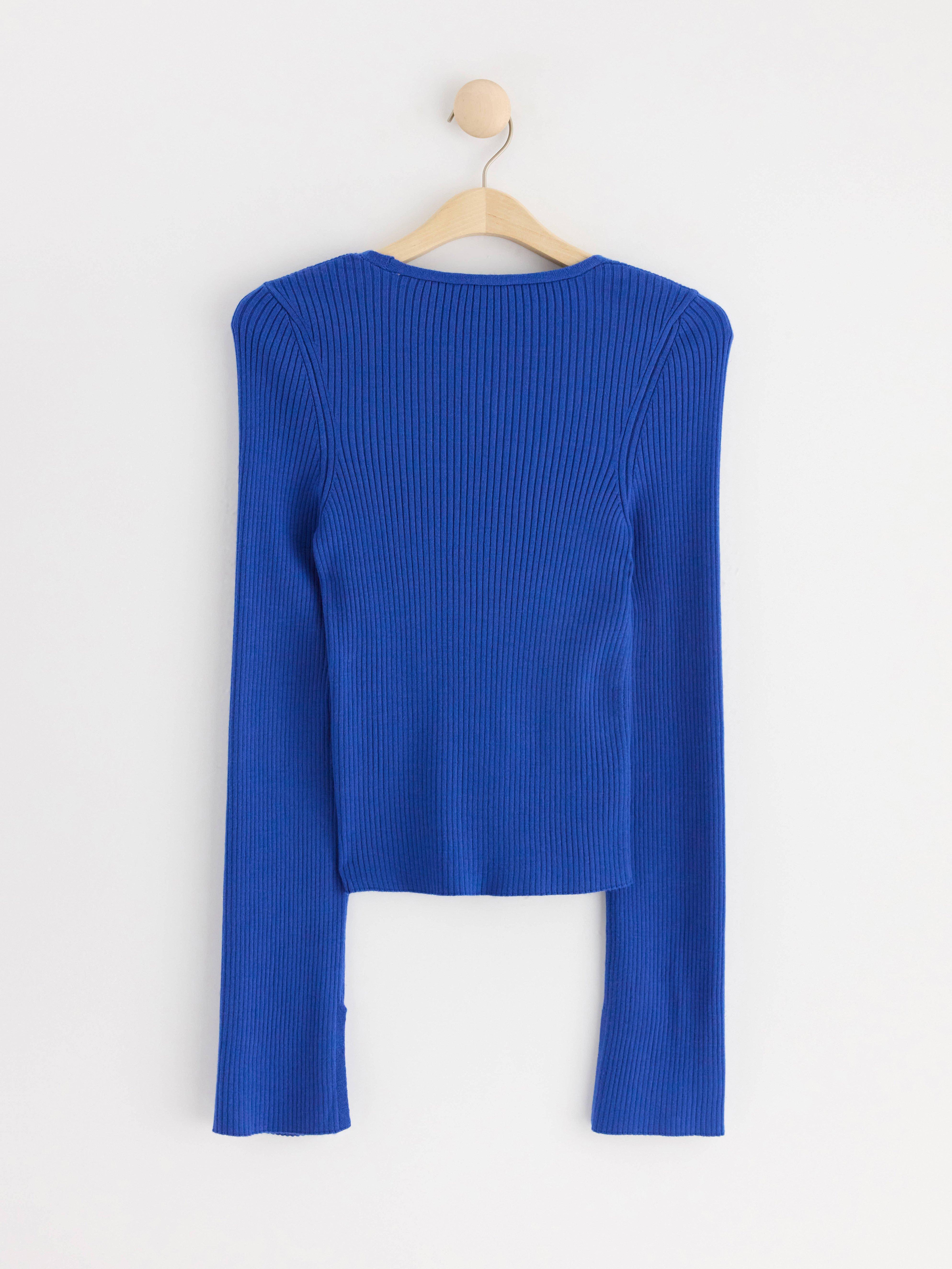 Rib-knitted cardigan blue