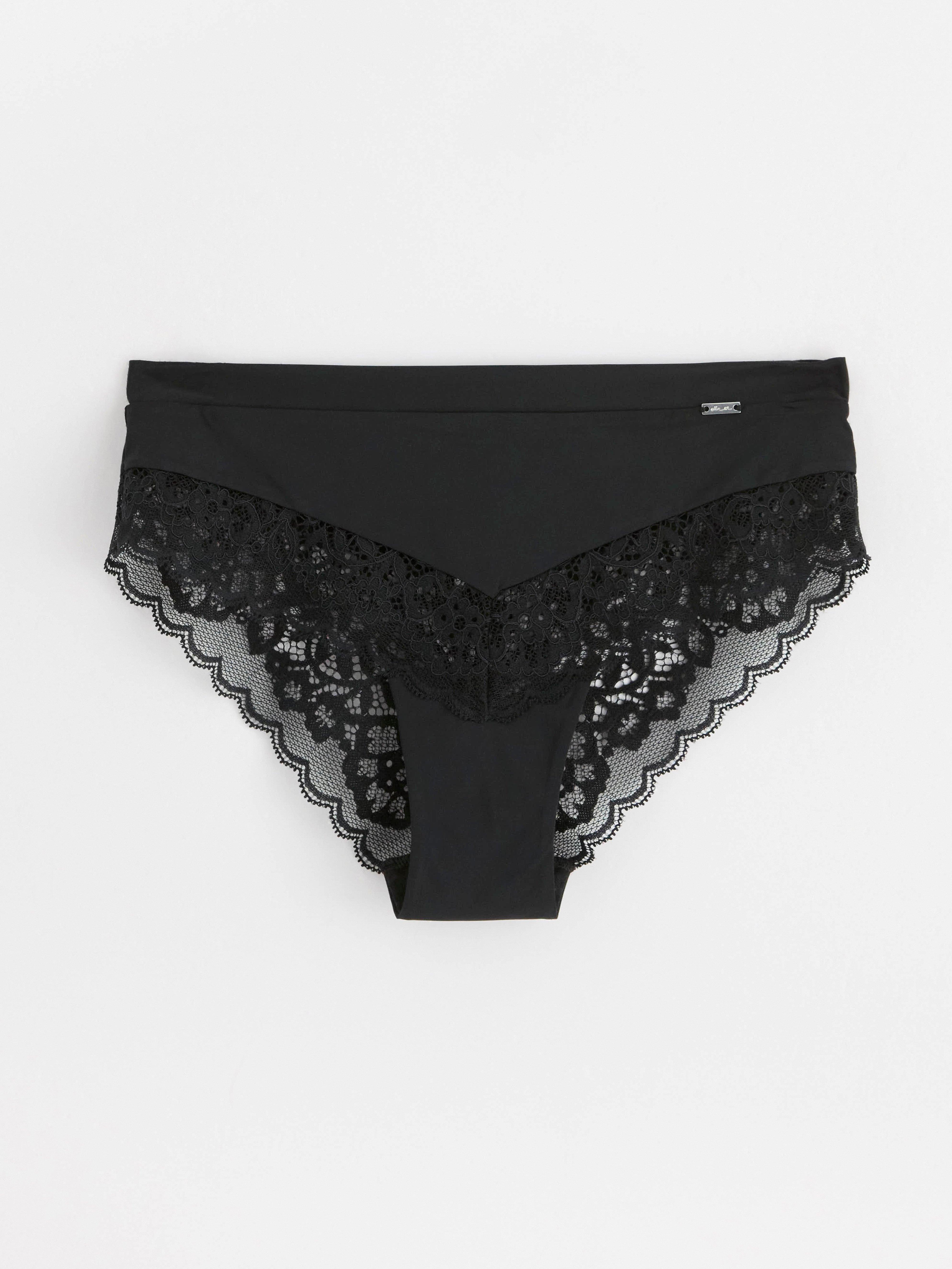 Brazilian briefs low waist with lace Black