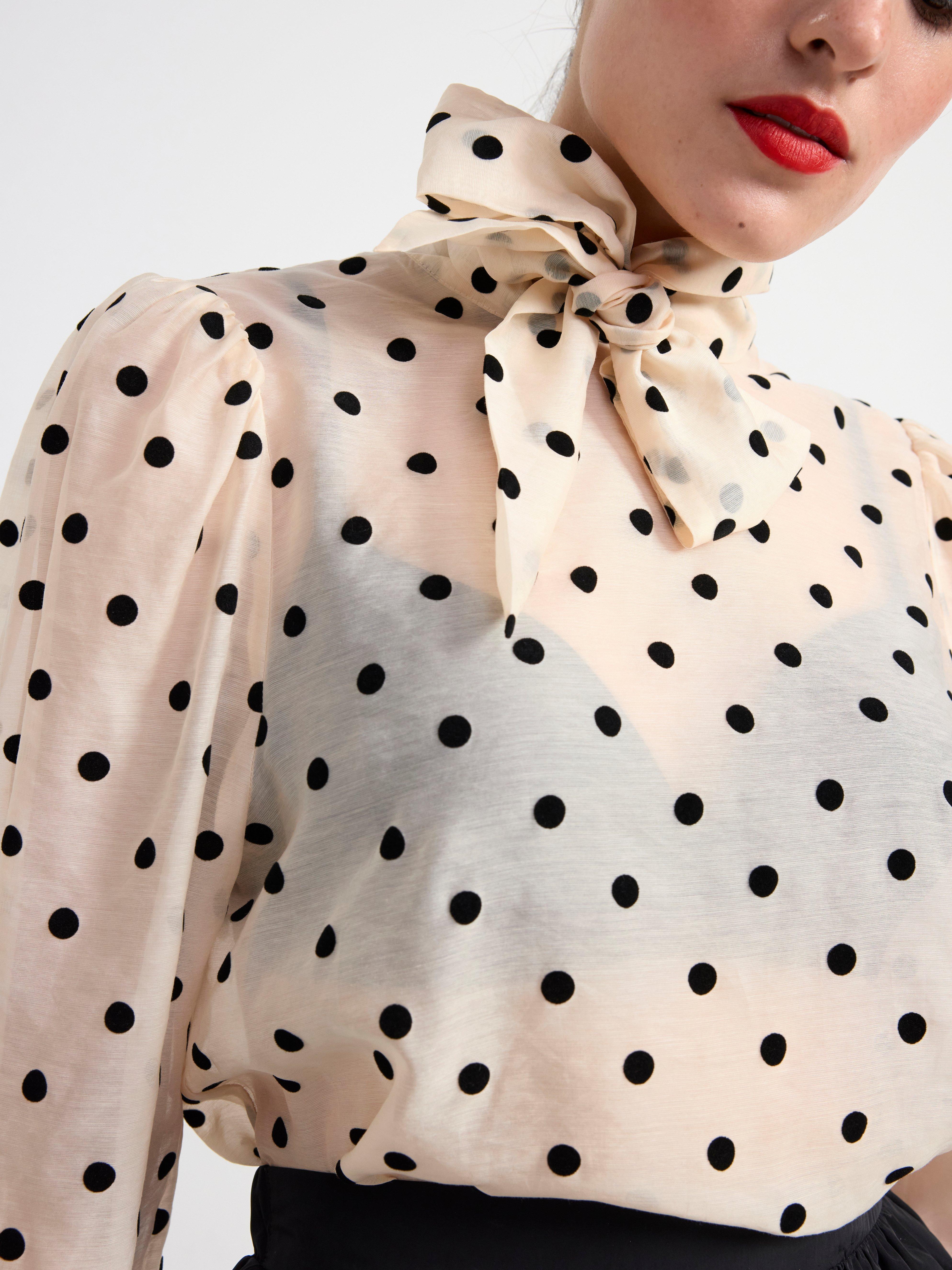 Blouse with dots Light Dusty Beige
