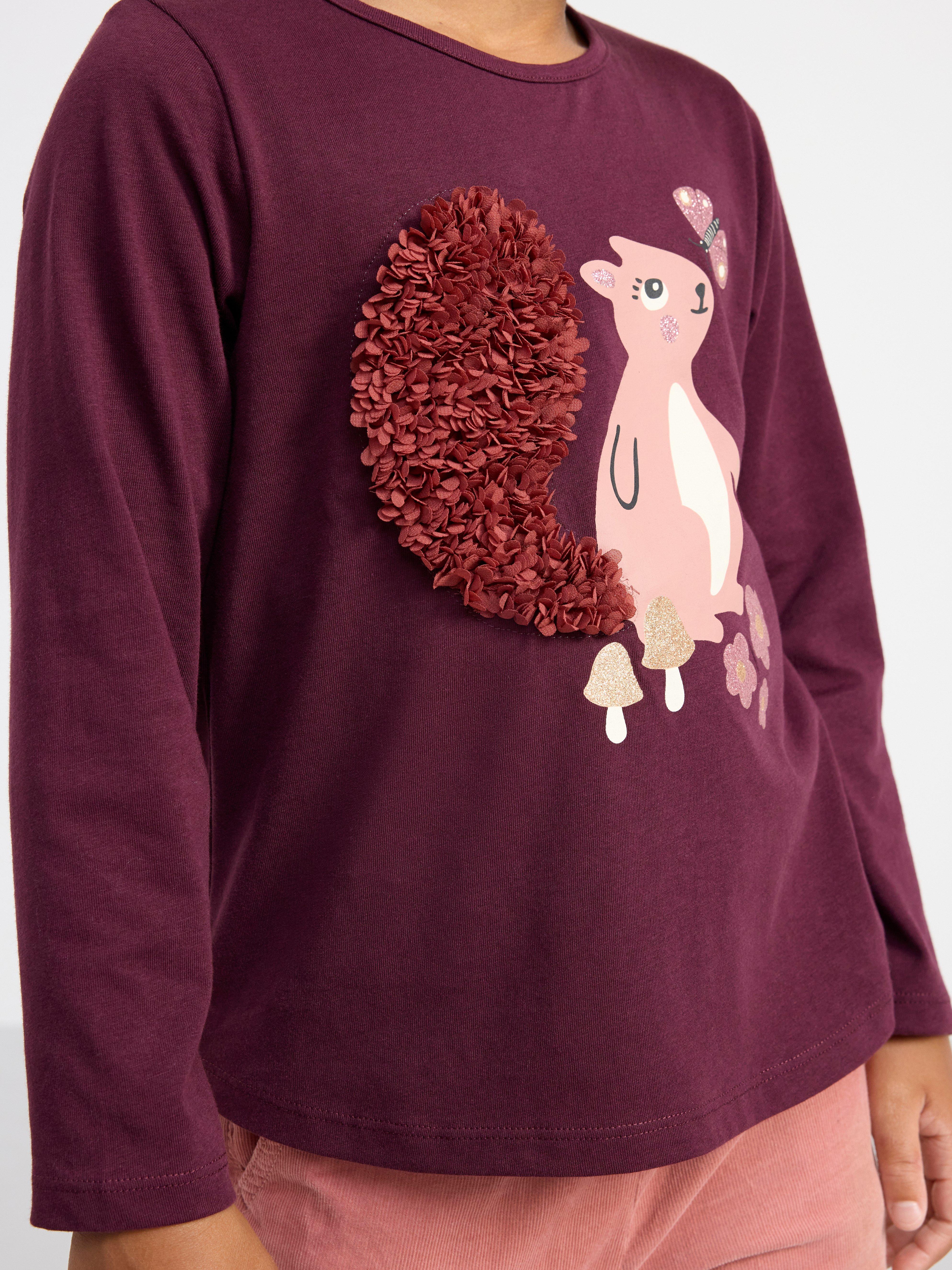 Long sleeve top with squirrel Dark Lilac