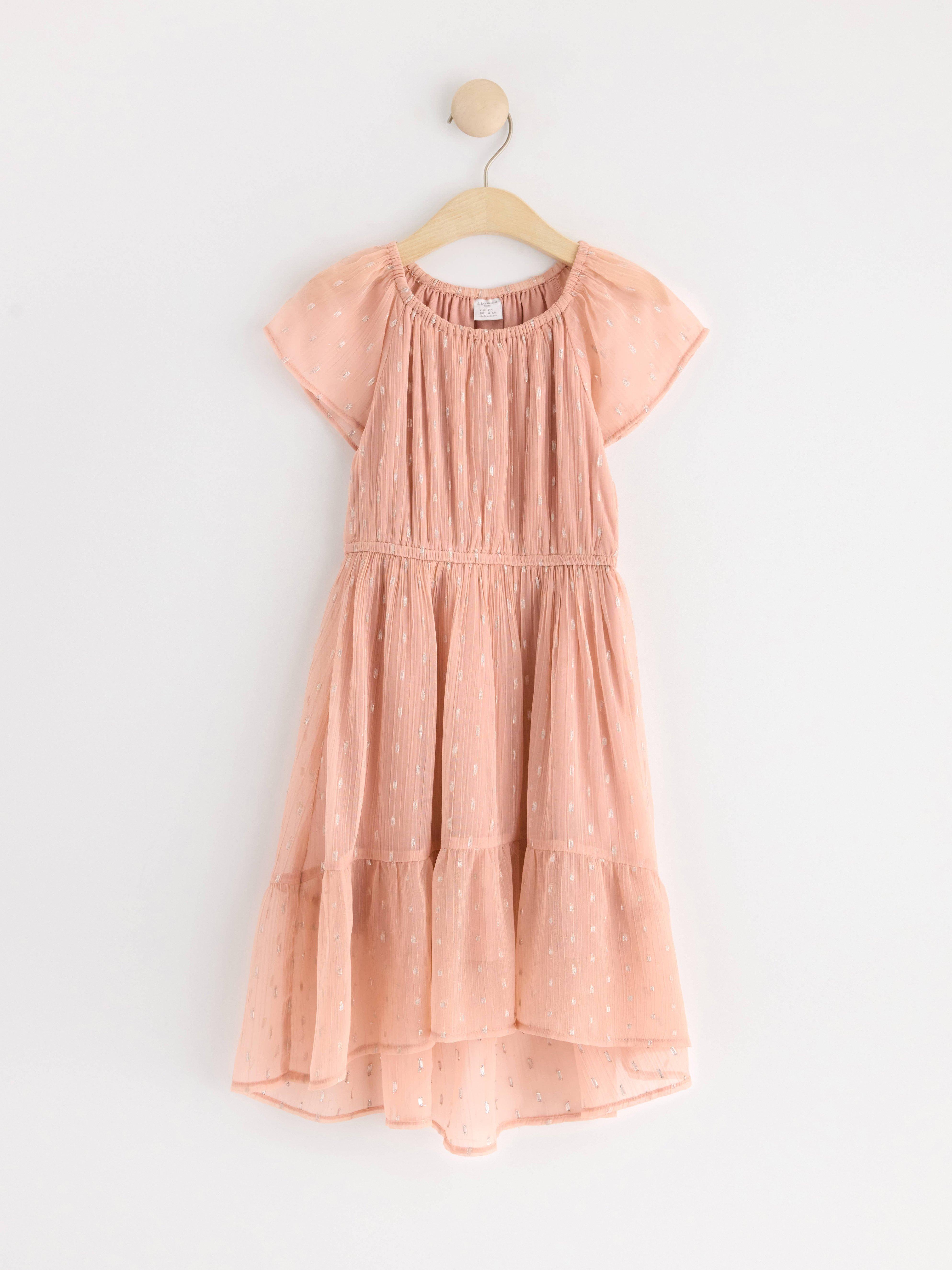 Short sleeve chiffon dress Dusty Pink