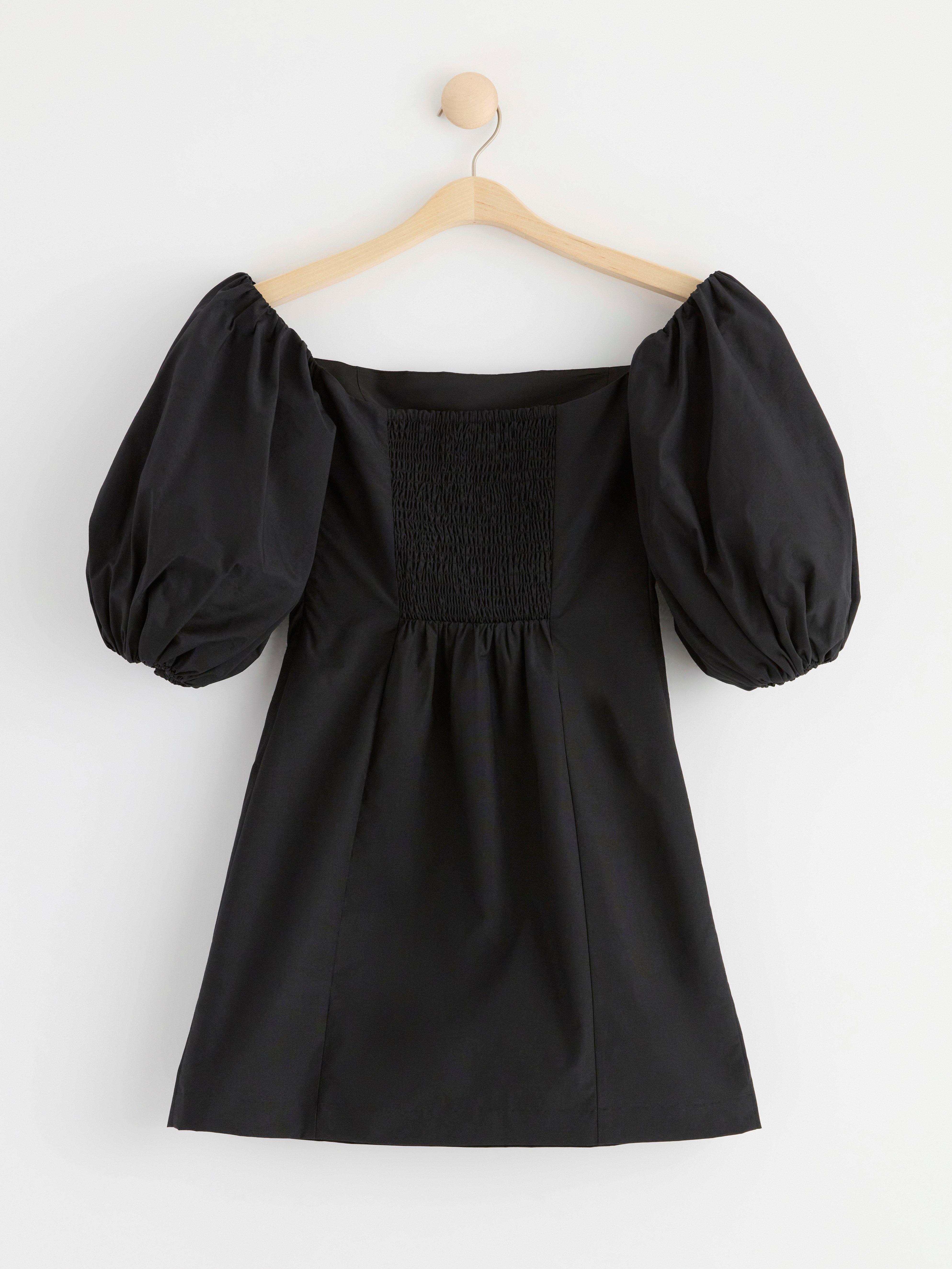 Mini dress with puff sleeves Black