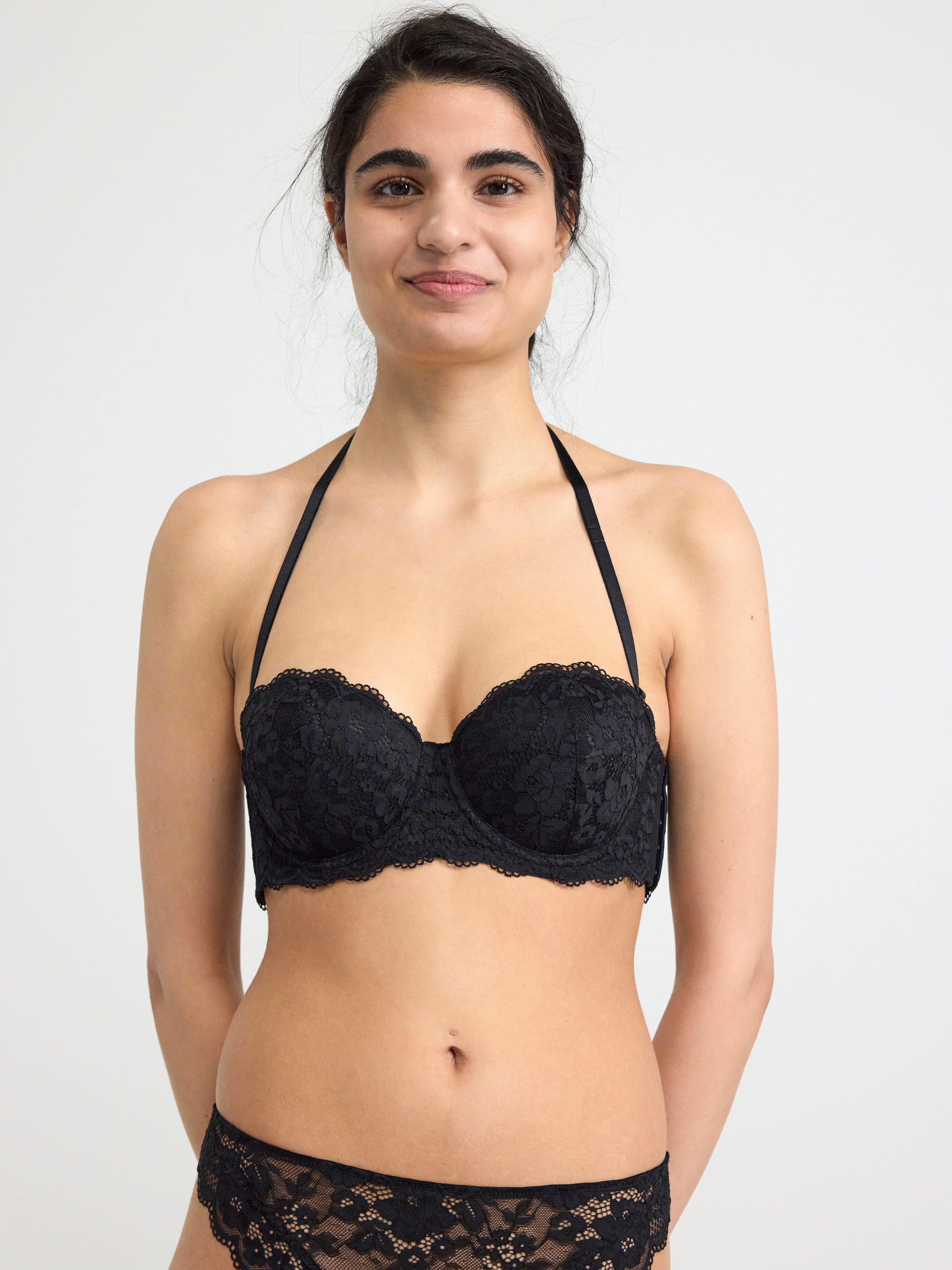 Björk strapless balconette bra with lace Black