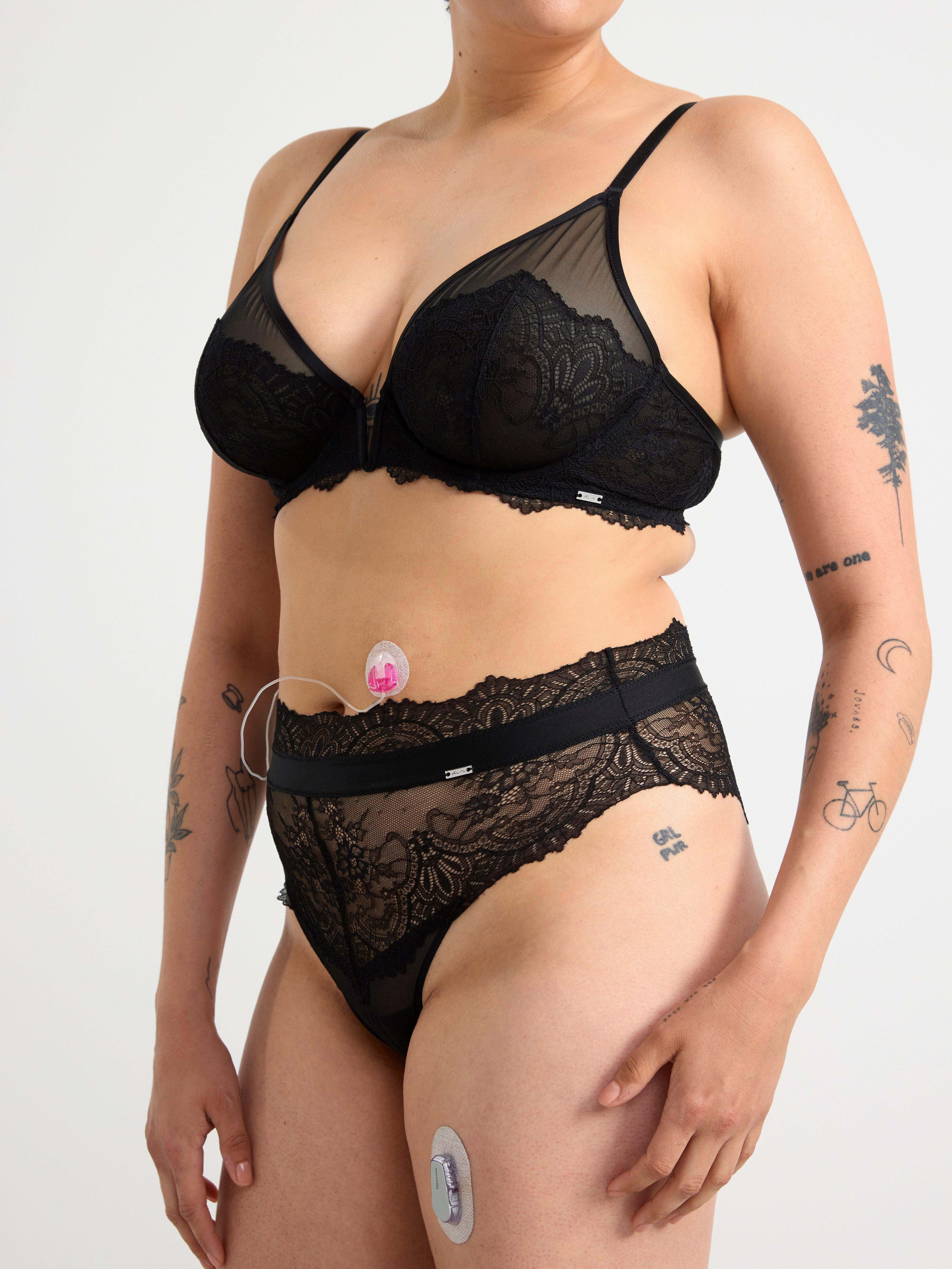 Brazilian briefs high waist with lace Black