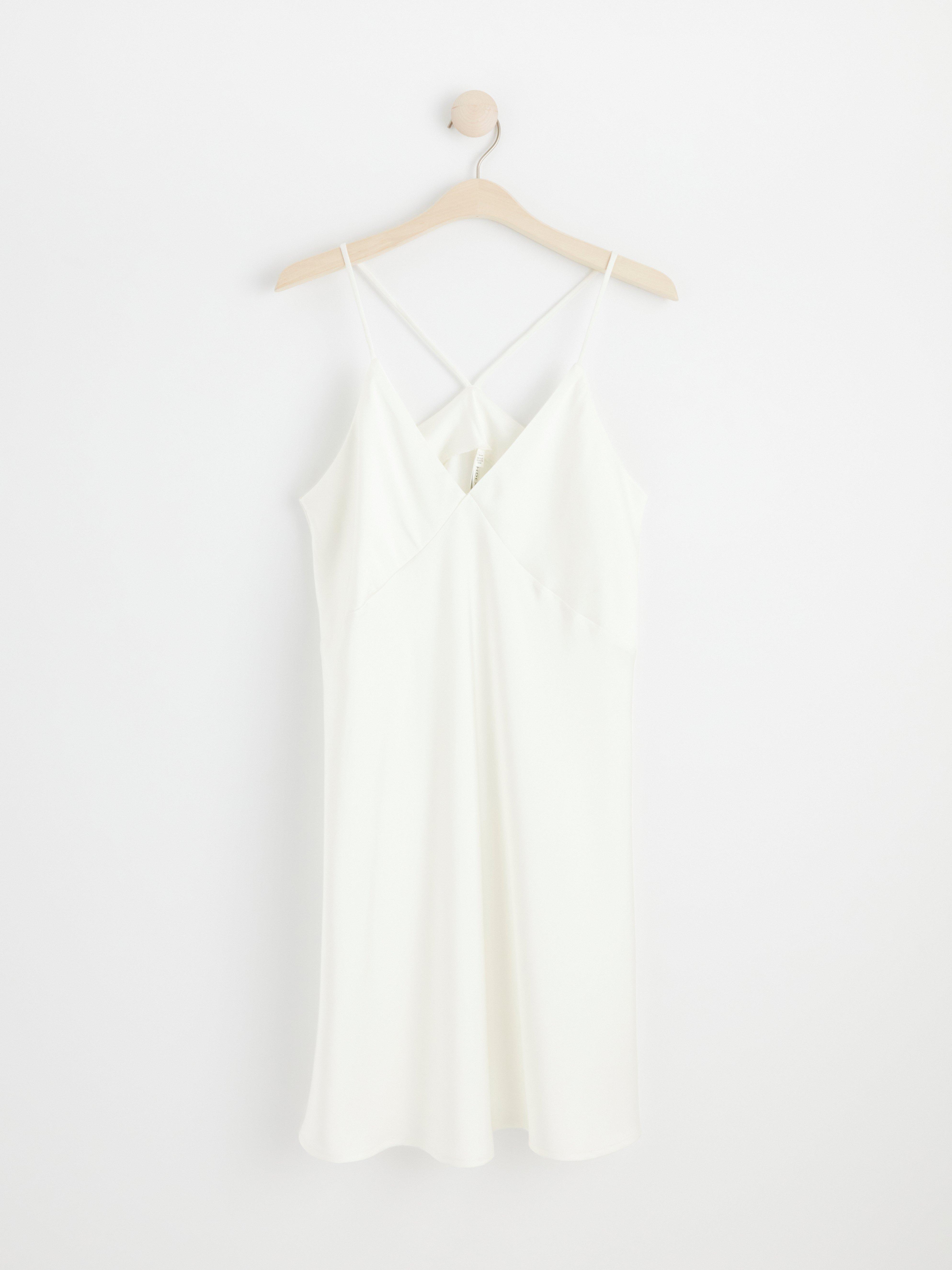 Short satin night slip Light White