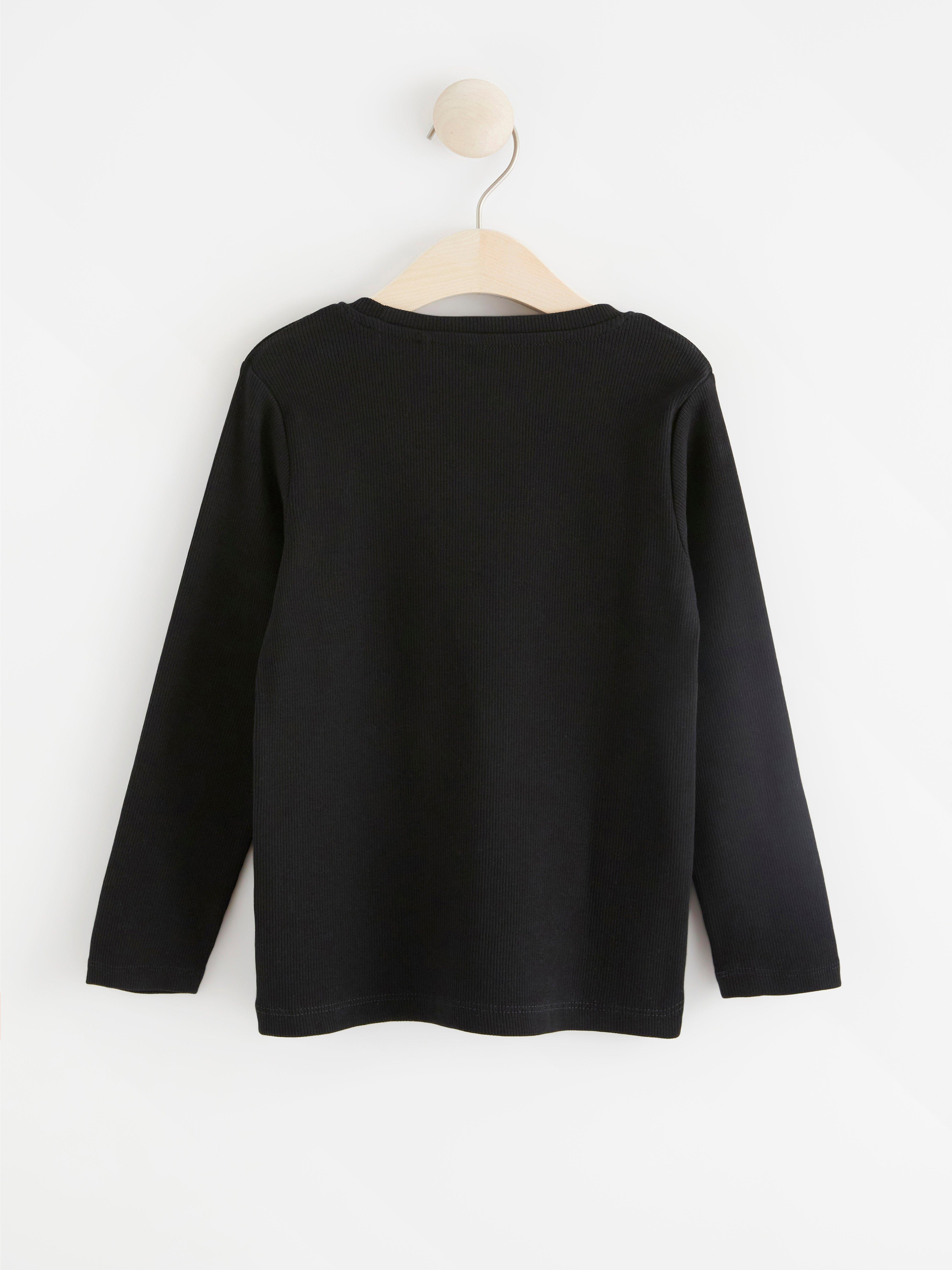 Ribbed long sleeve top Black