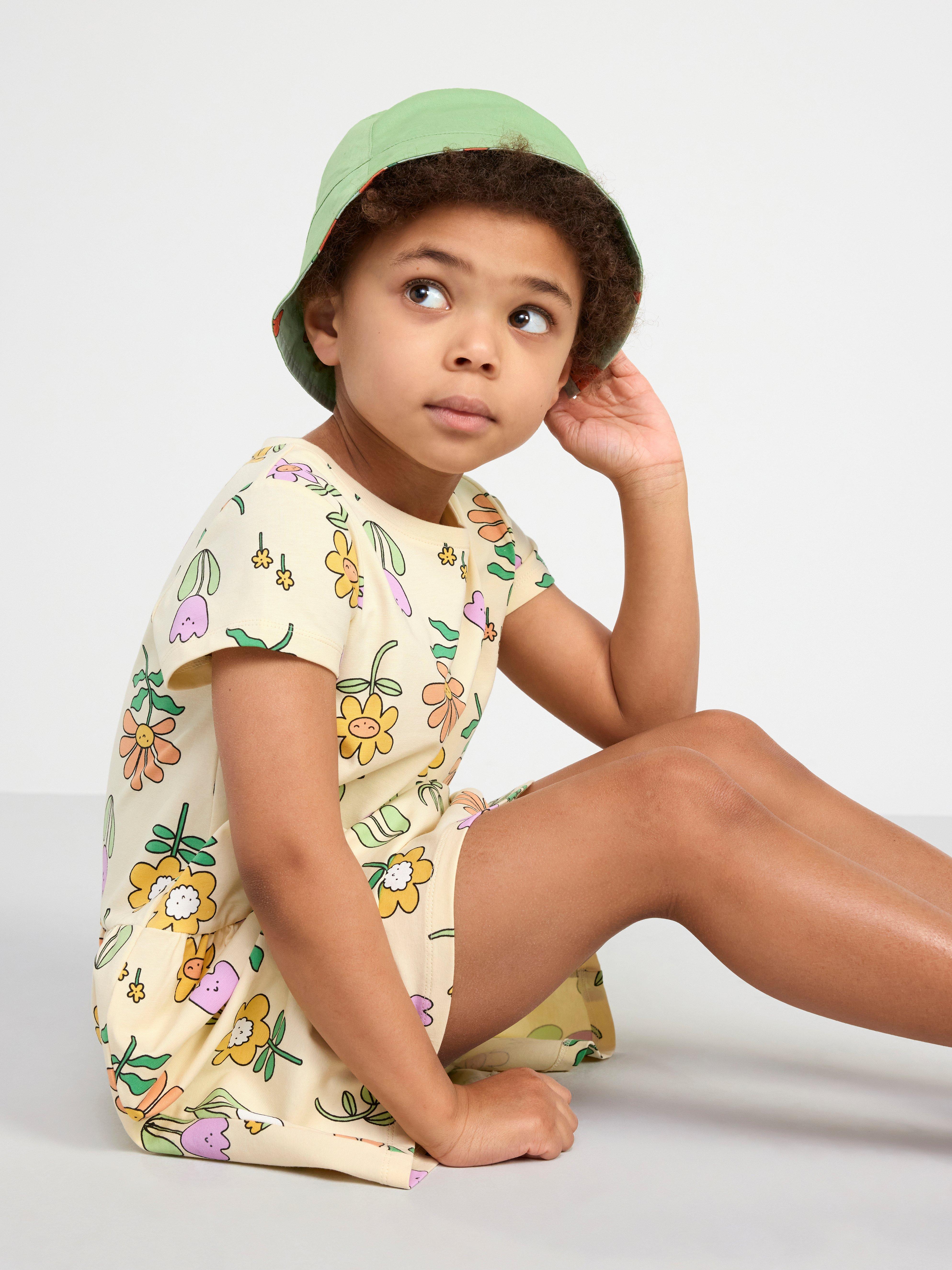Short sleeve dress with flowers Light Yellow