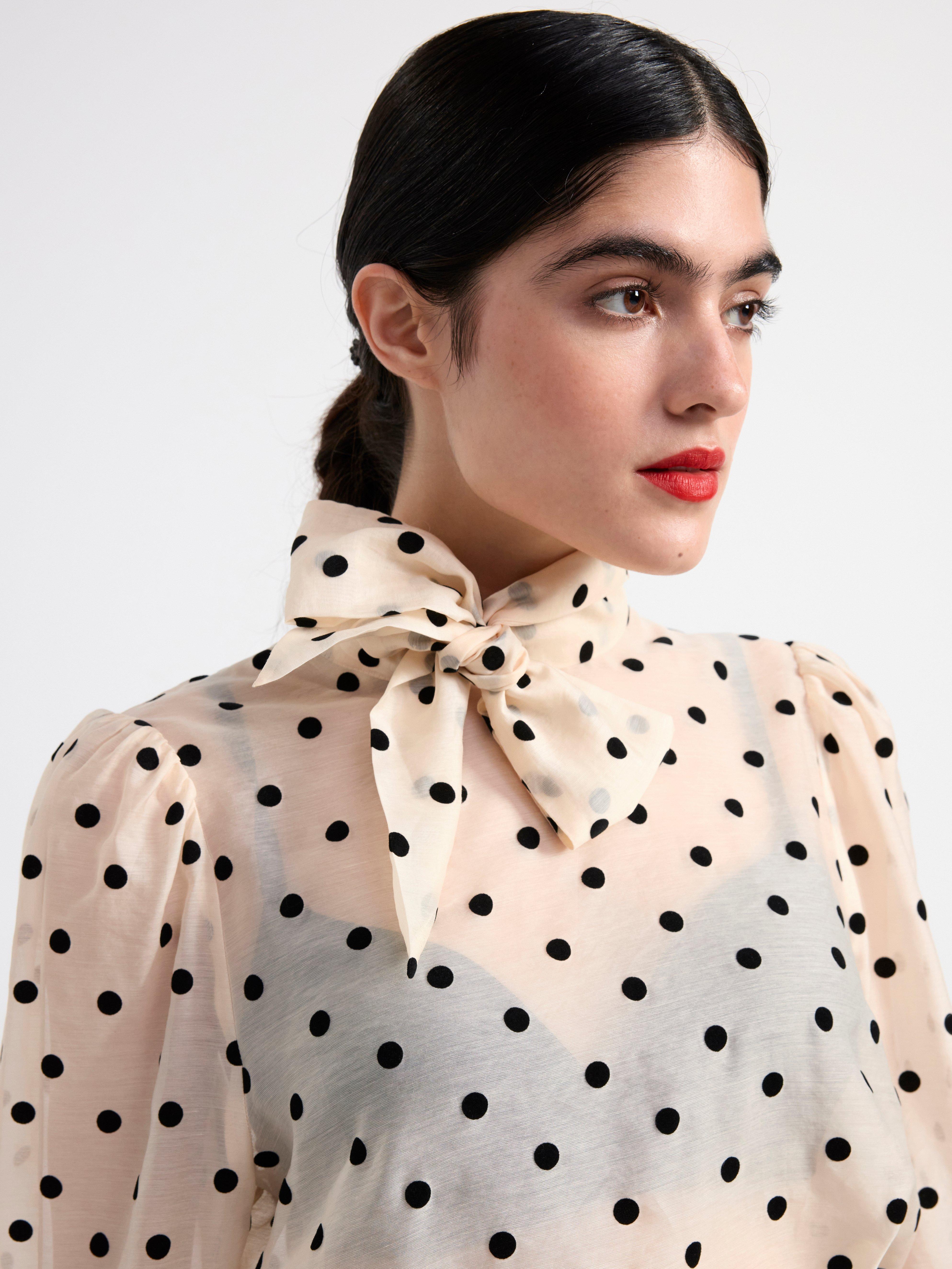 Blouse with dots Light Dusty Beige