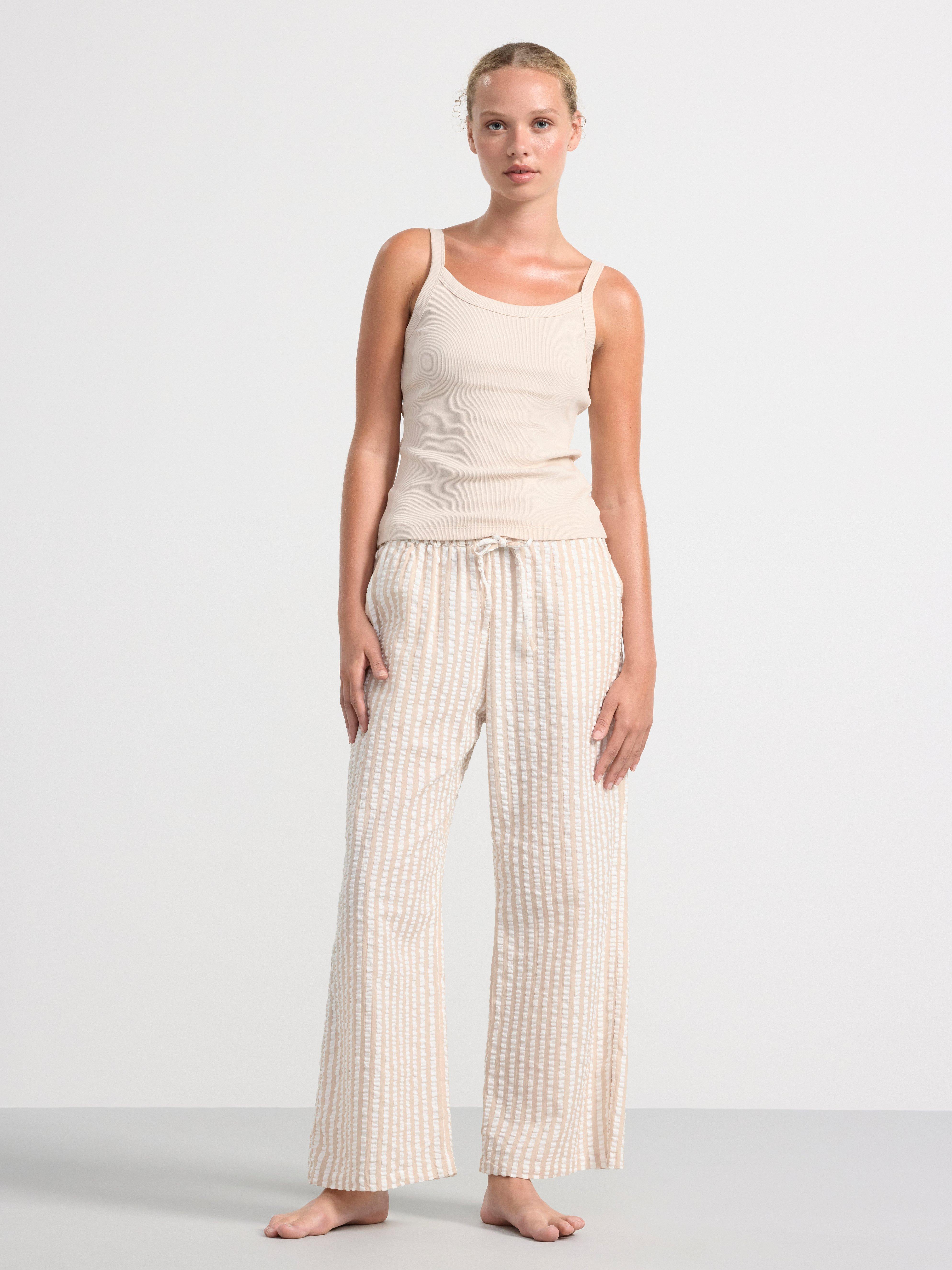 Pyjama trousers in seersucker Beige