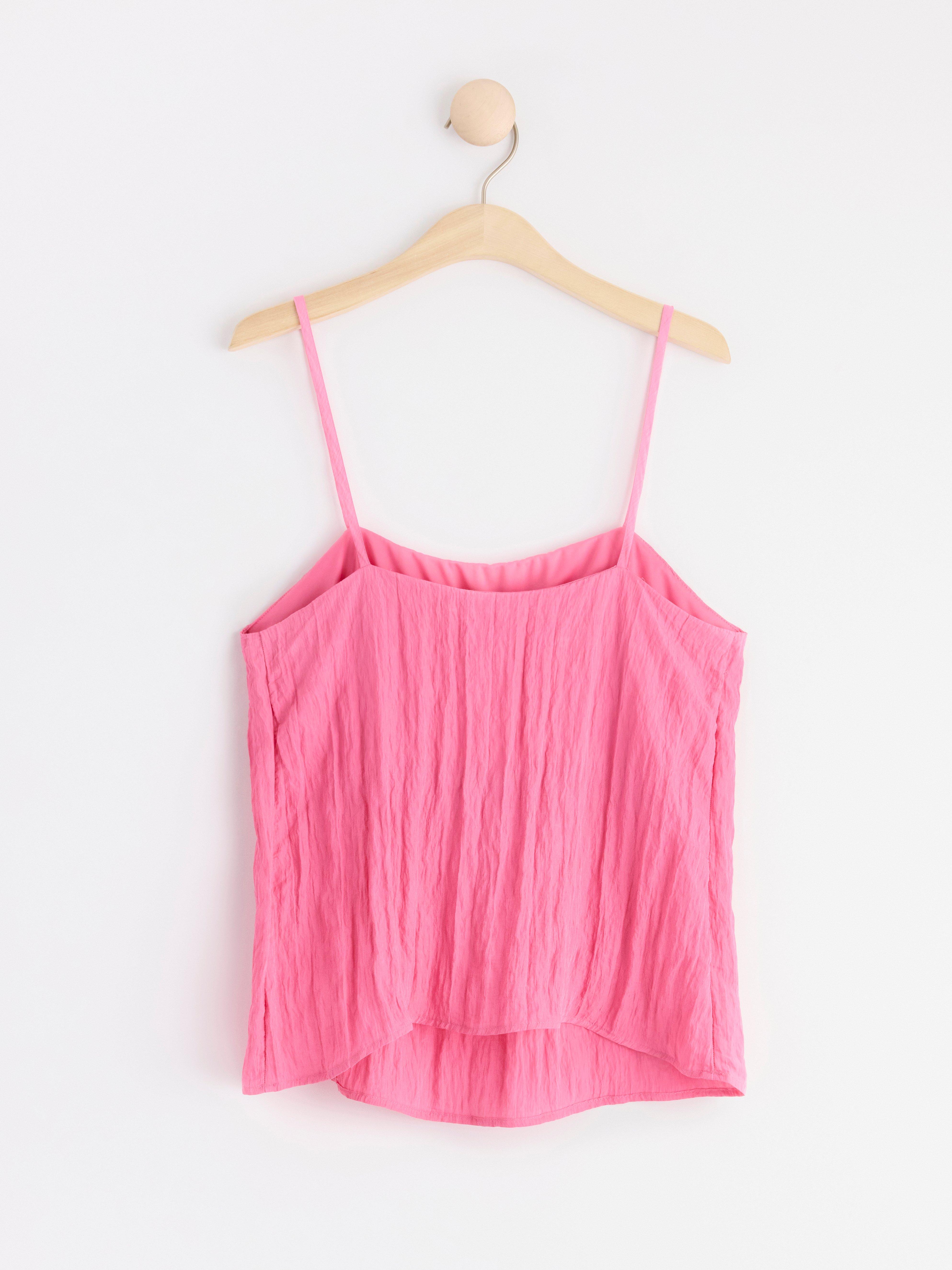 Camisole with crinkled structure pink