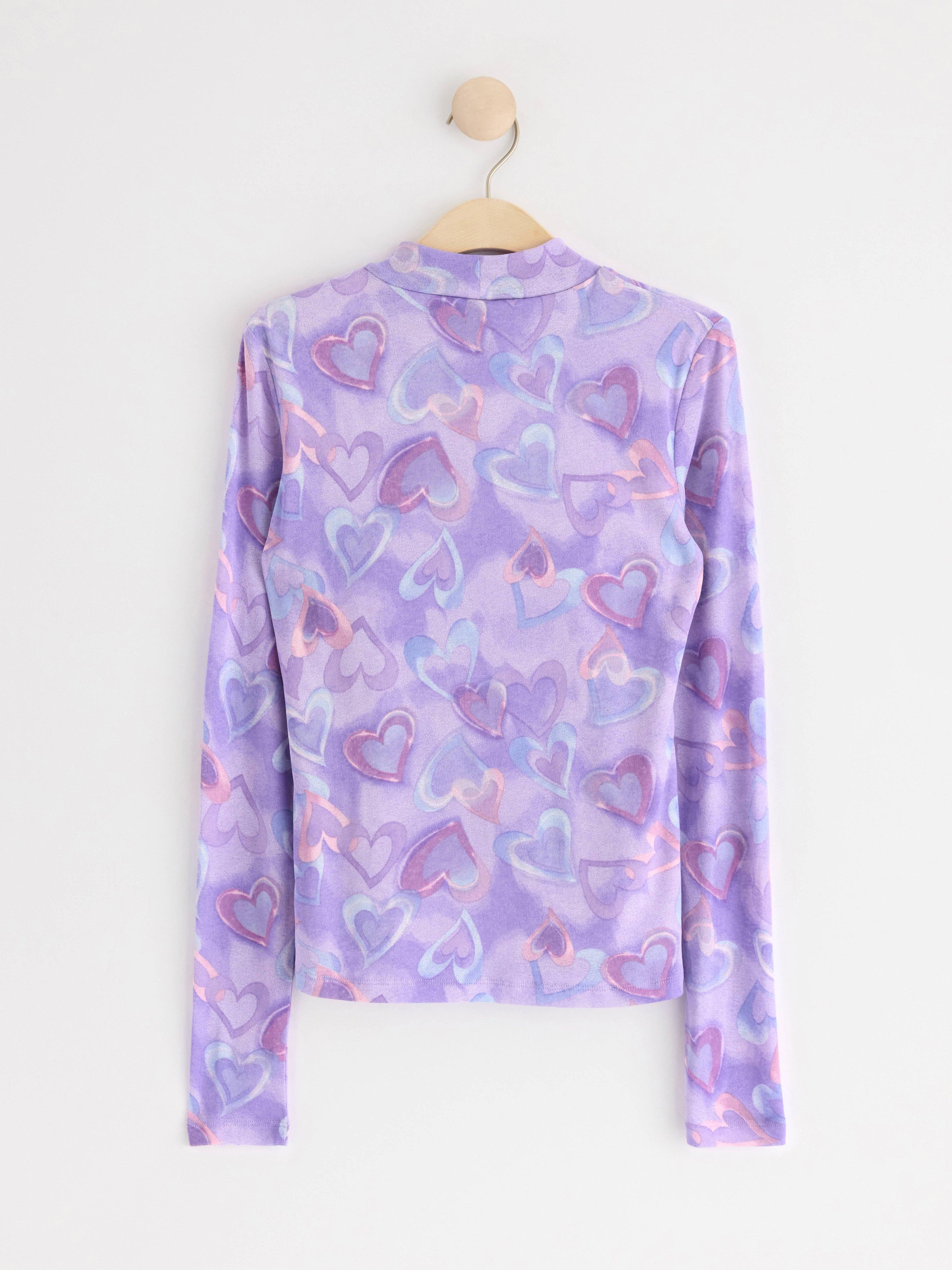Long sleeve top with allover pattern Light Lilac
