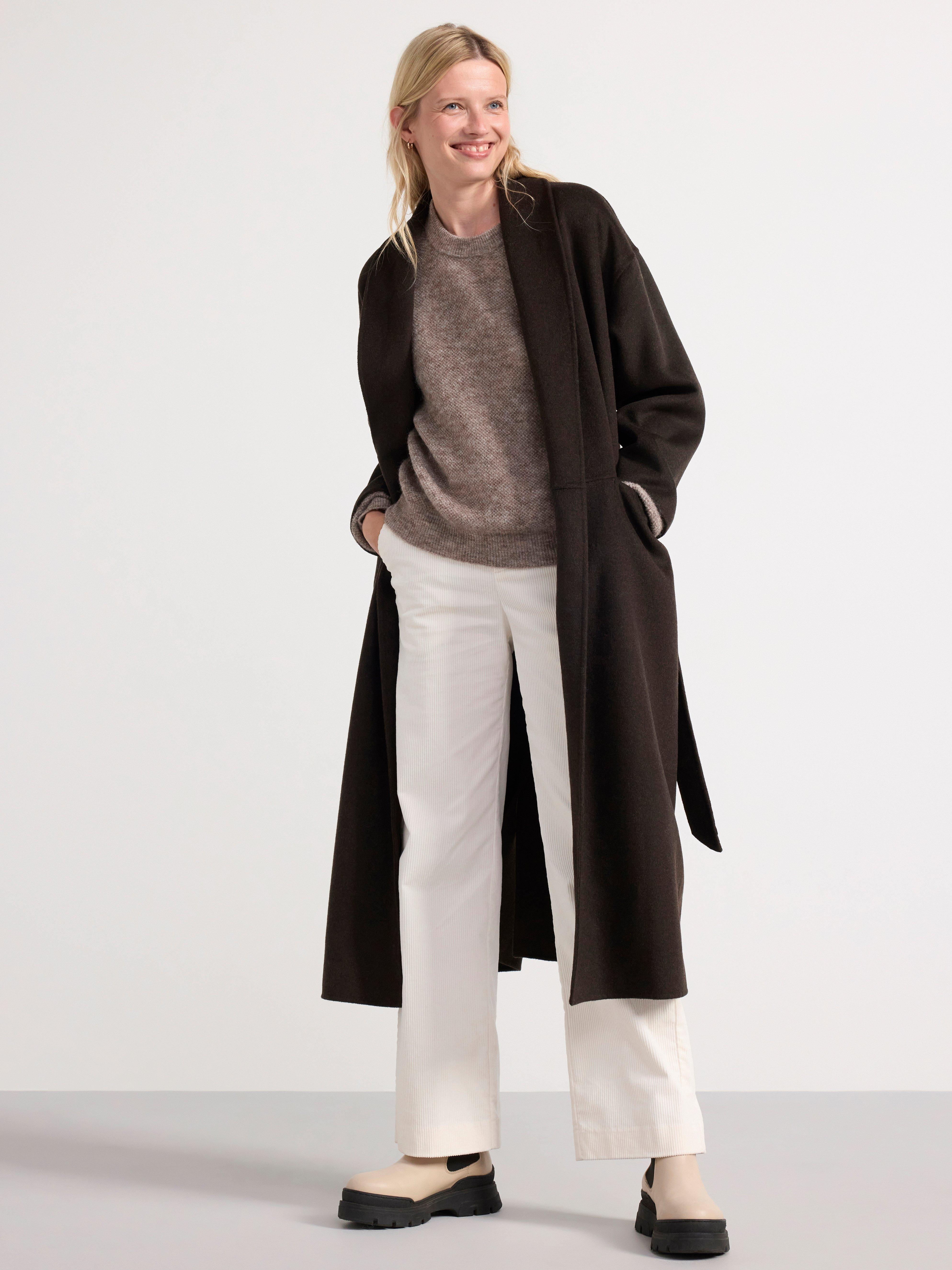 Coat in wool blend Dark Brown