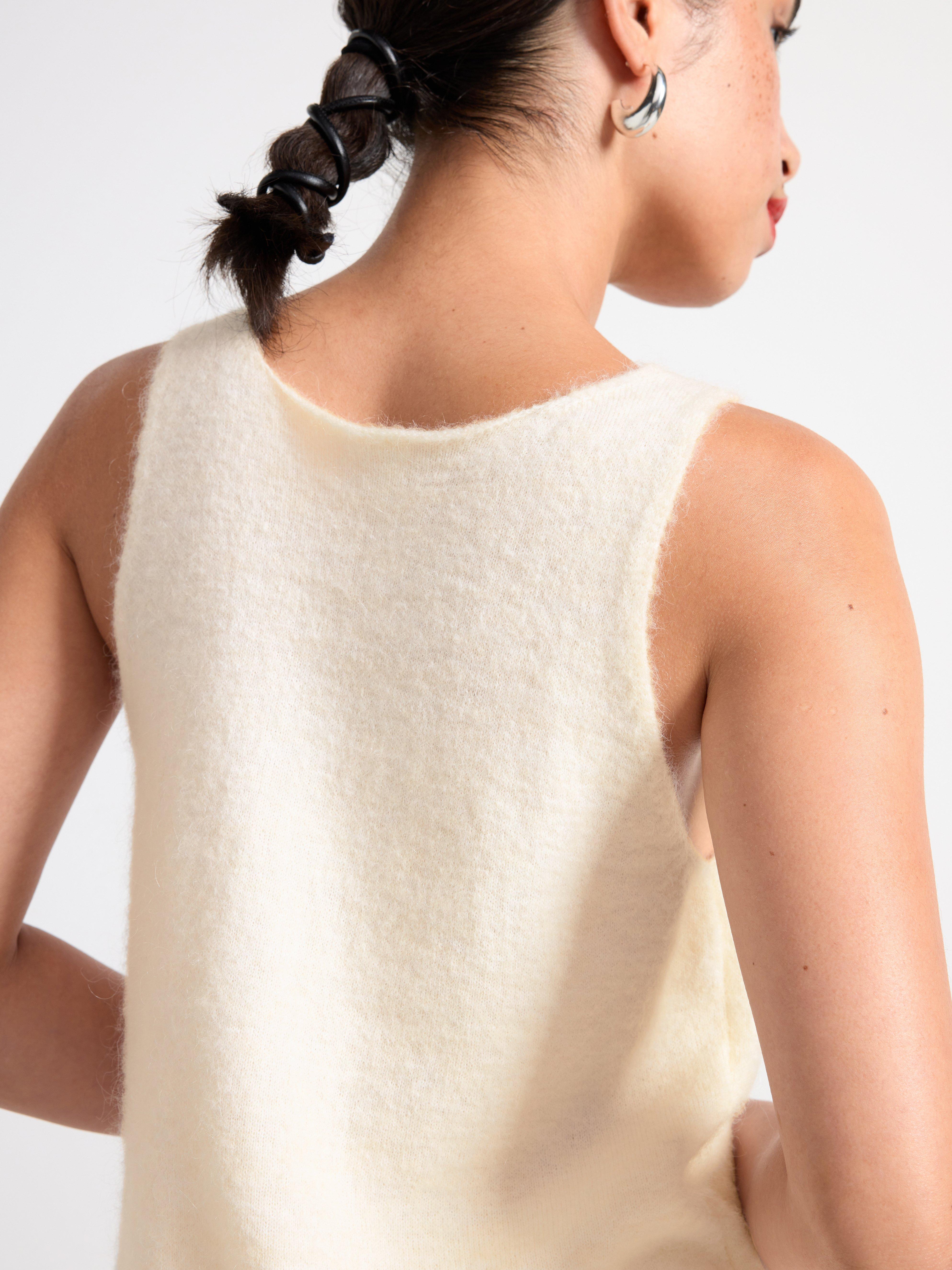 Knitted camisole in wool blend Off White