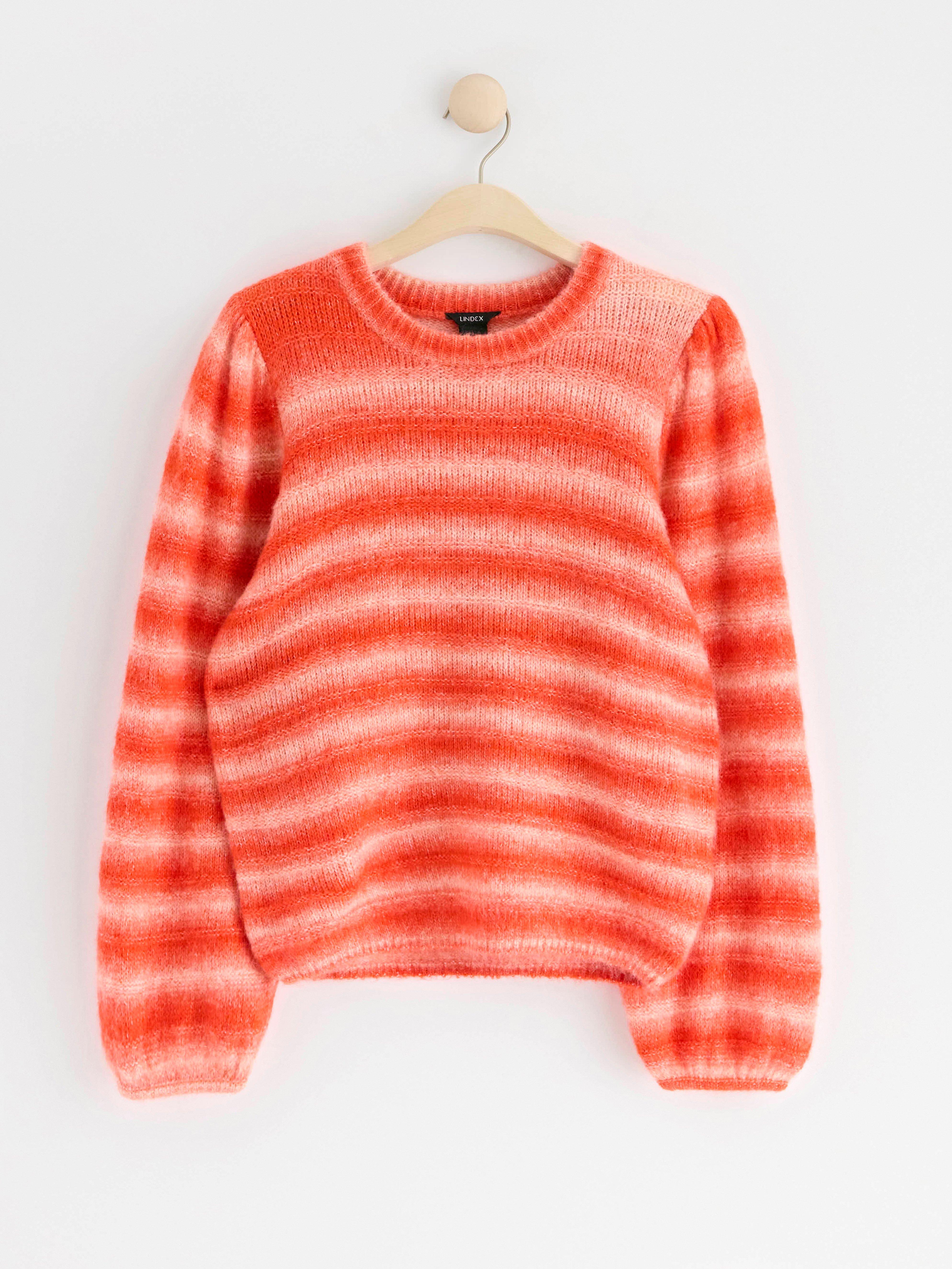 Striped knitted jumper orange