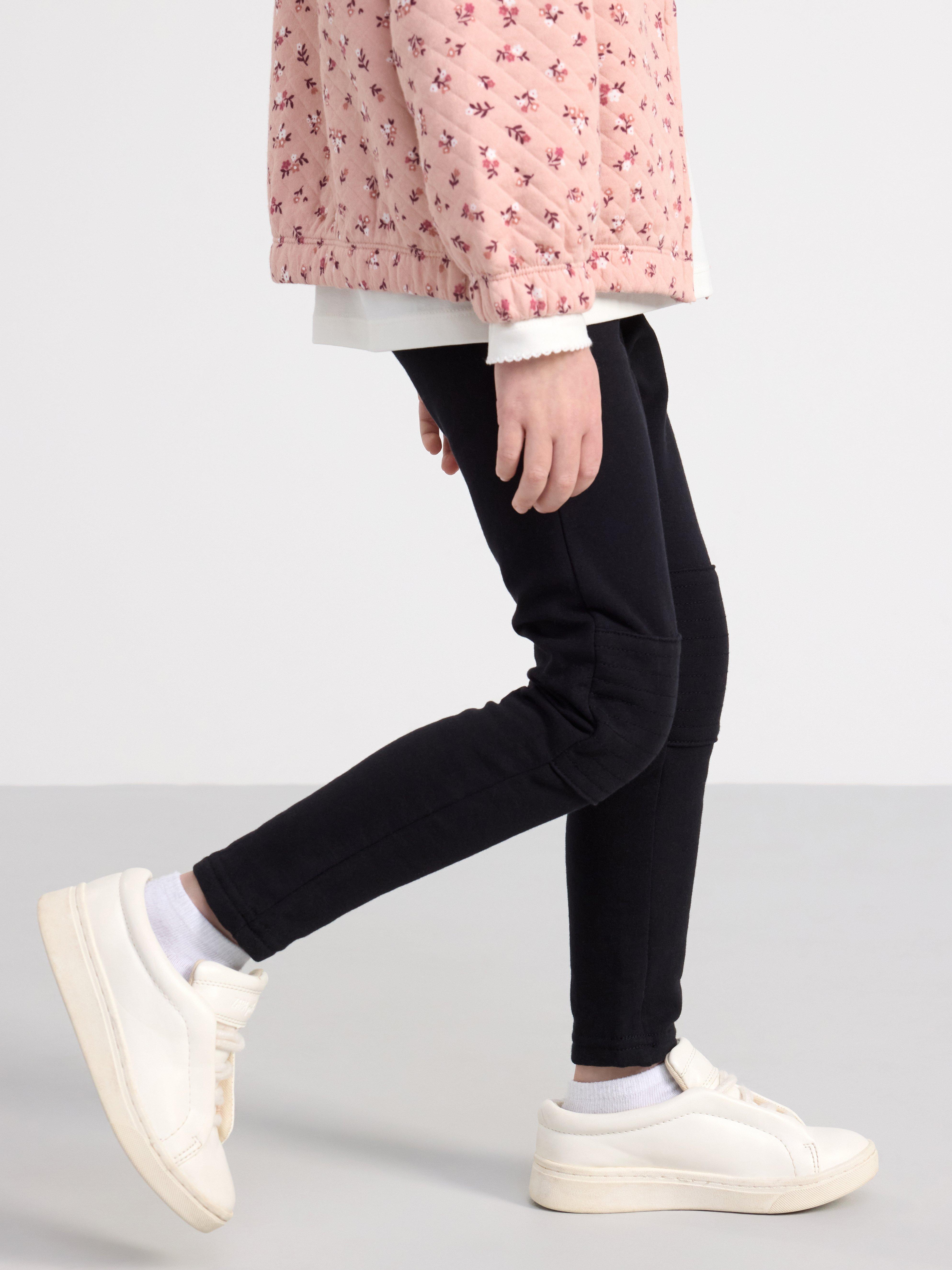 Leggings with knee patches and brushed inside Black