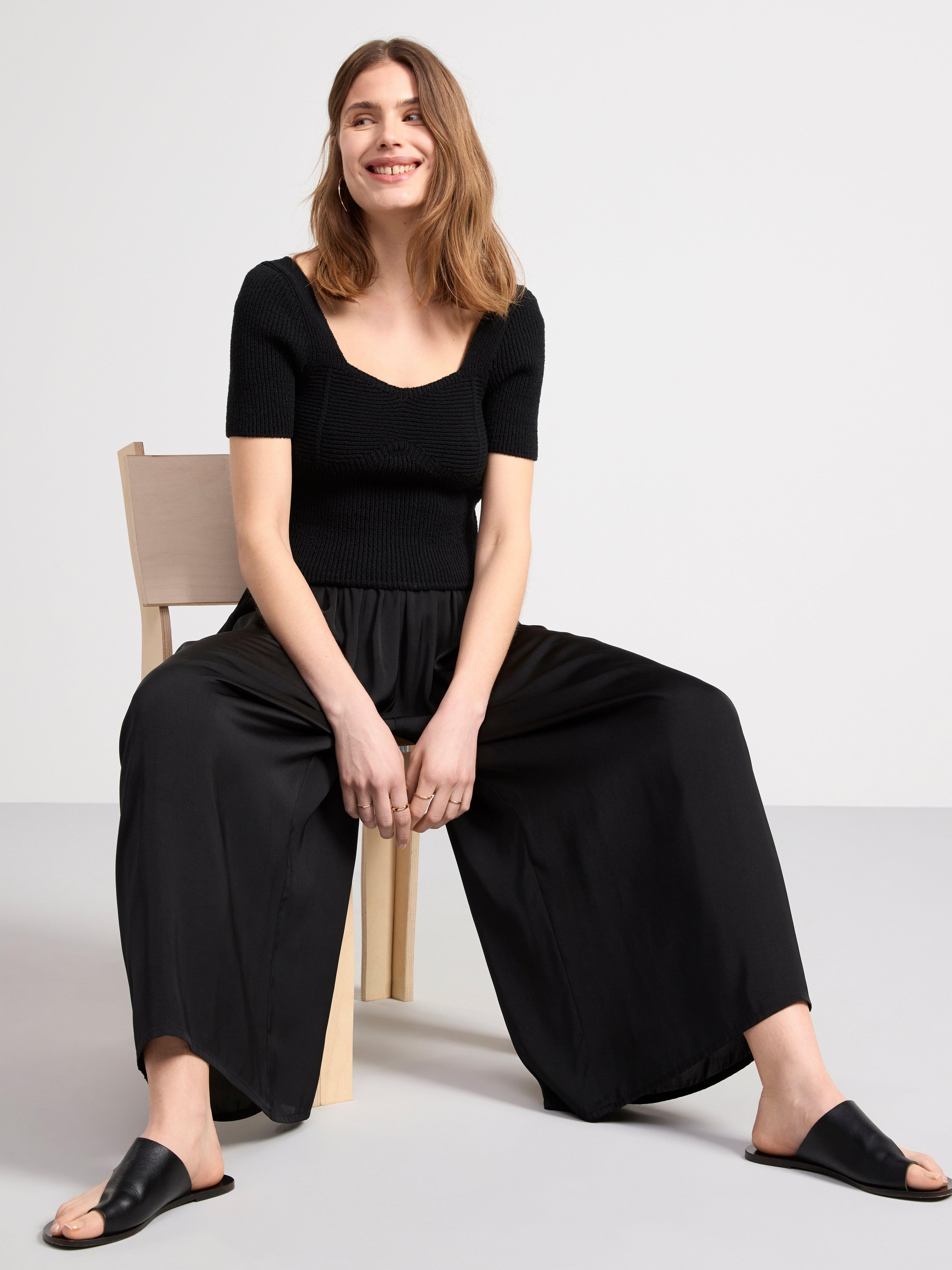 Knitted short sleeve top Black