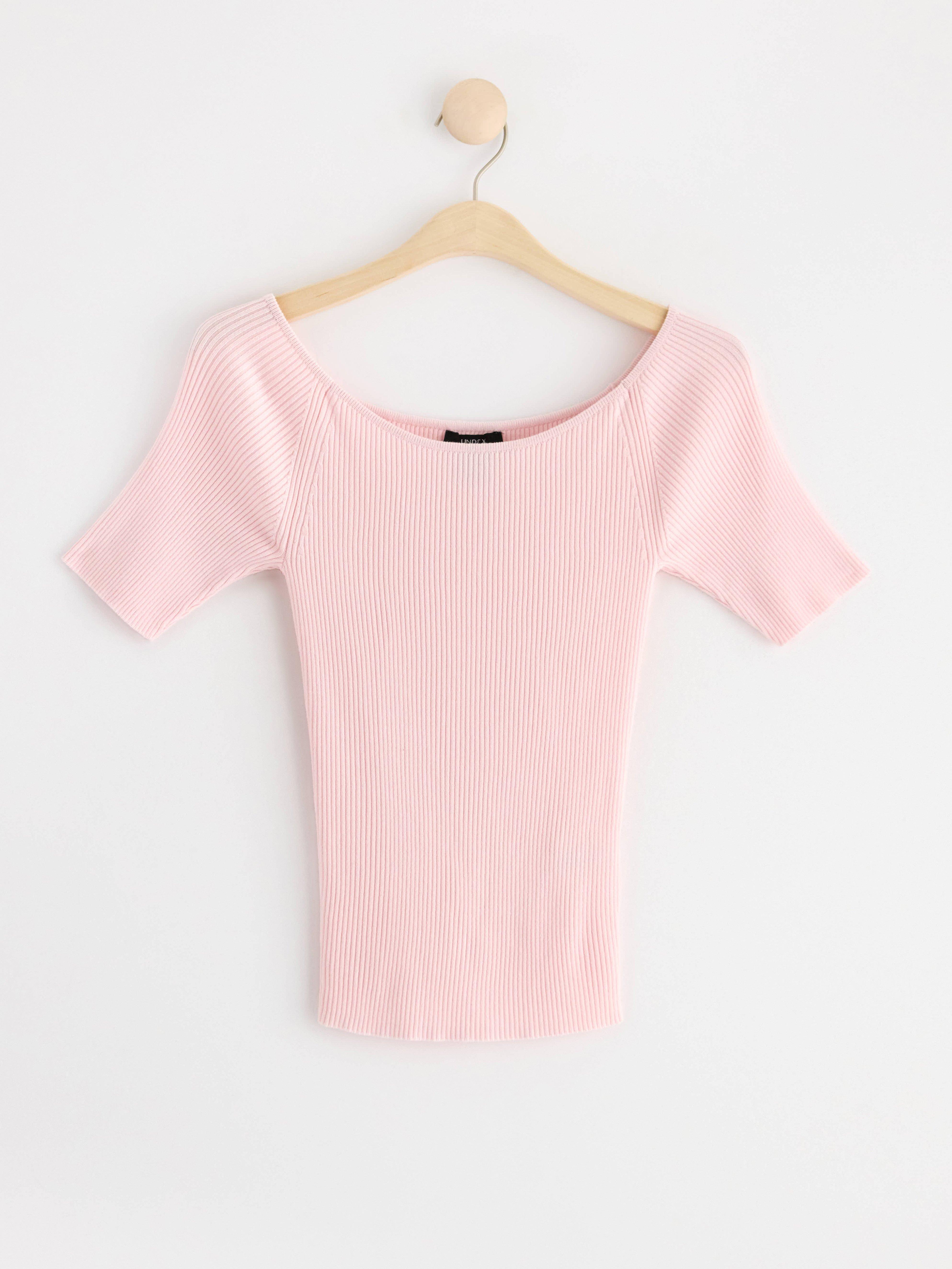 Ribbed short sleeve top pink